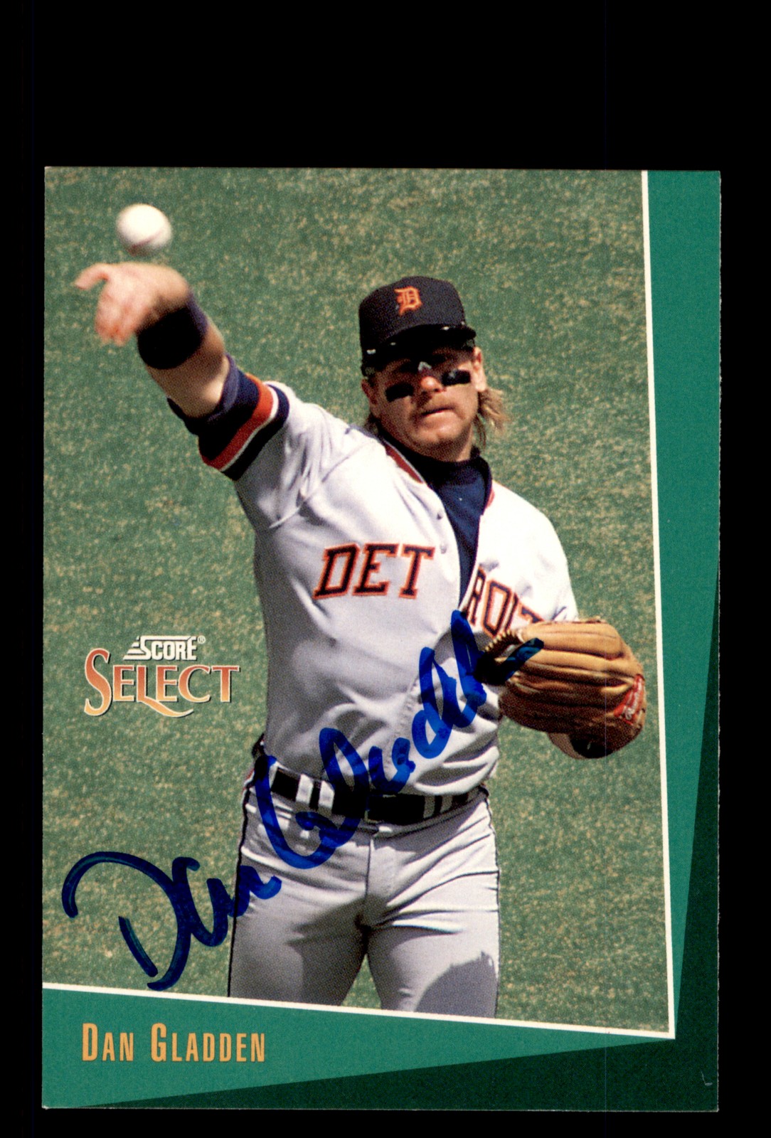 Signed Baseball Card Auto Dan Gladden 1993 Select #244 Detroit Tigers