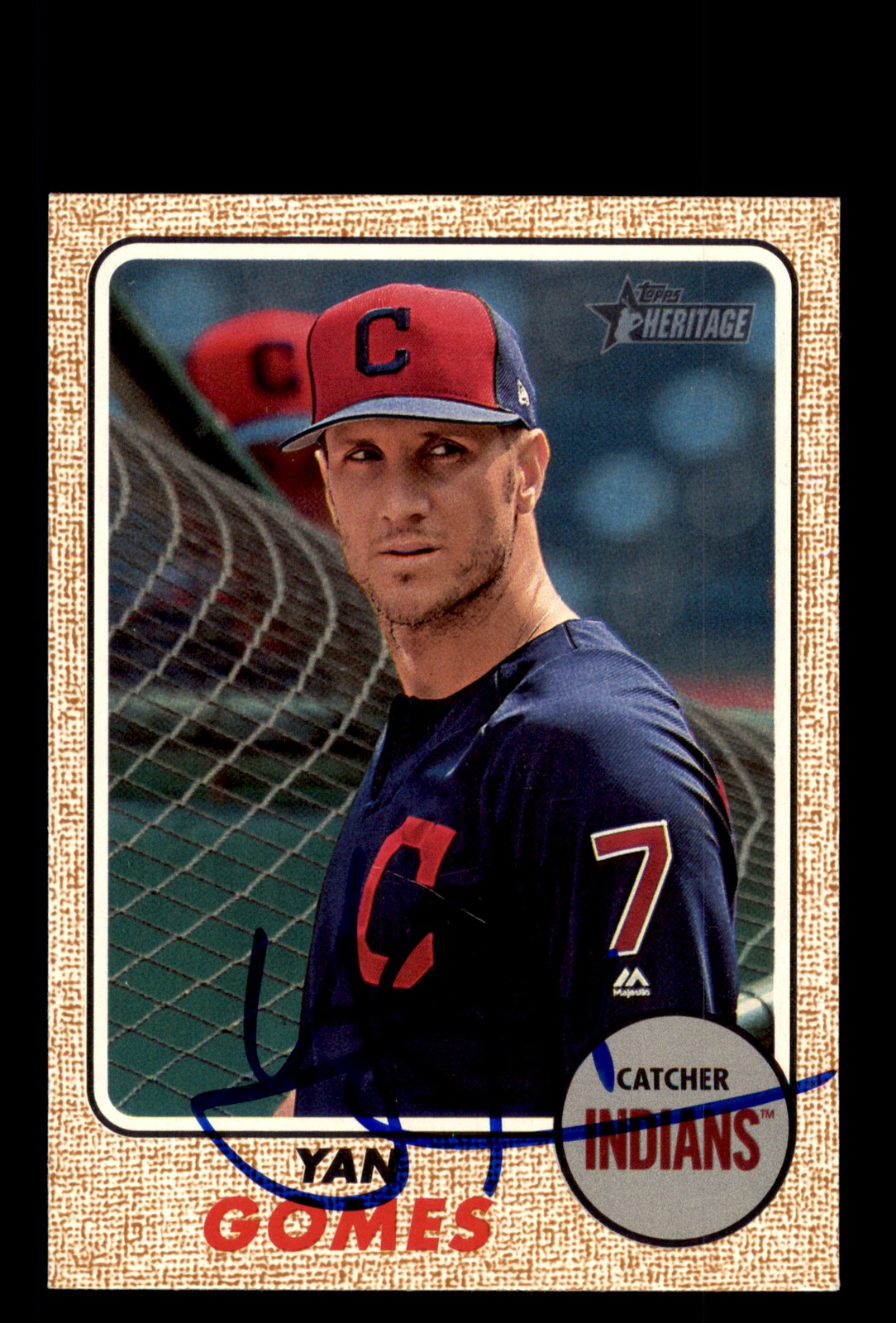 Signed Baseball Card Auto Yan Gomes 2017 Topps Heritage #501 Cleveland Indians