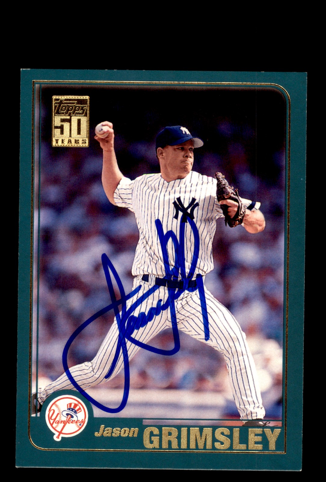 Signed Baseball Card Auto Jason Grimsley 2001 Topps #258 New York Yankees