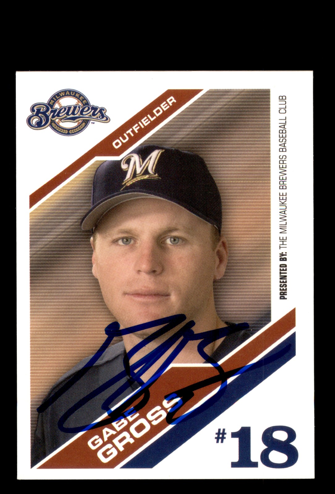 Signed Baseball Card Auto Gabe Gross 2006 Milwaukee Brewers Police
