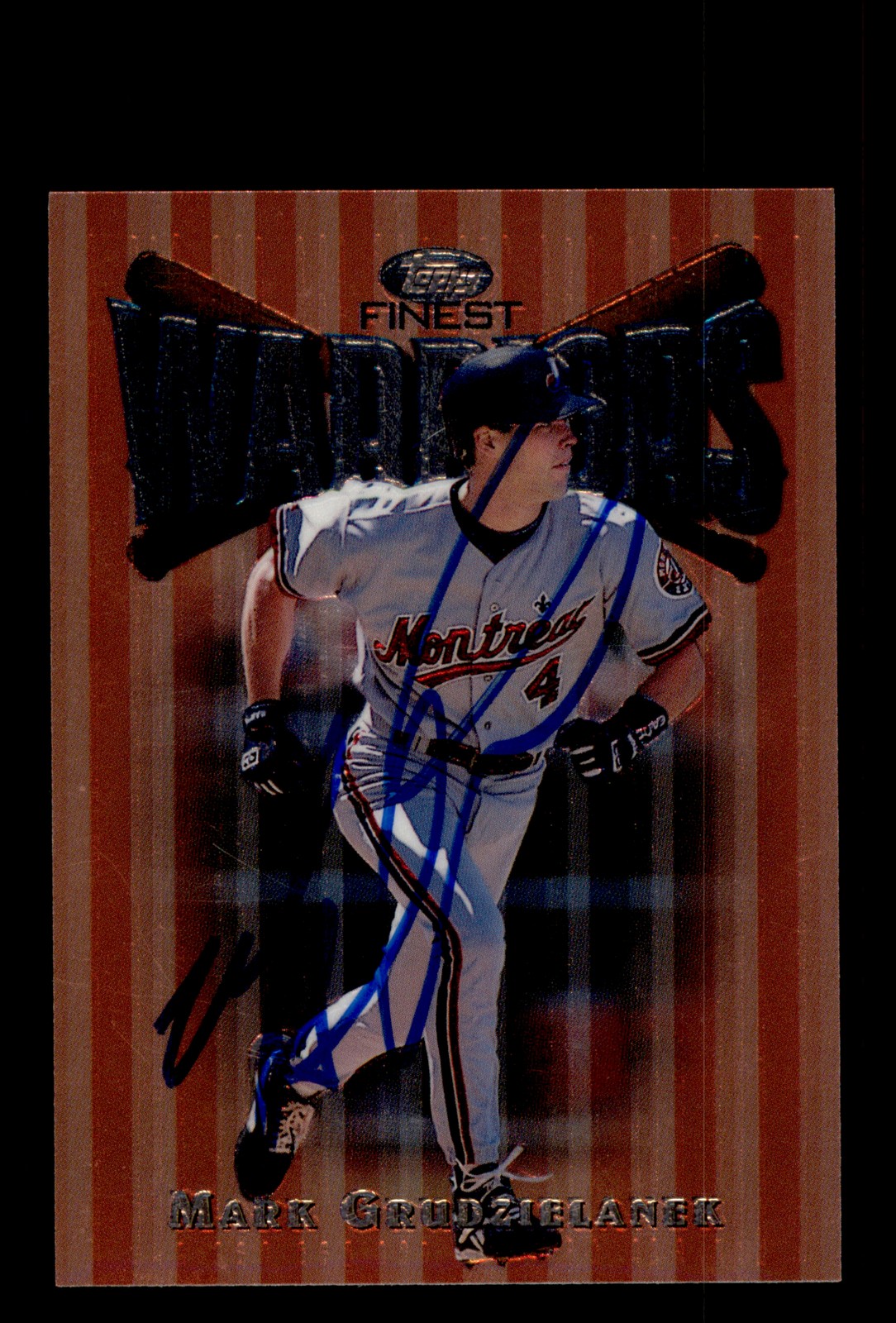 Signed Baseball Card Auto Mark Grudzielanek 1997 Topps Finest #70 Expos