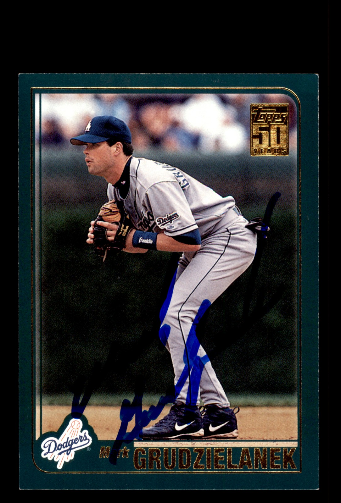 Signed Baseball Card Auto Mark Grudzielanek 2001 Topps #206 Los Angeles Dodgers