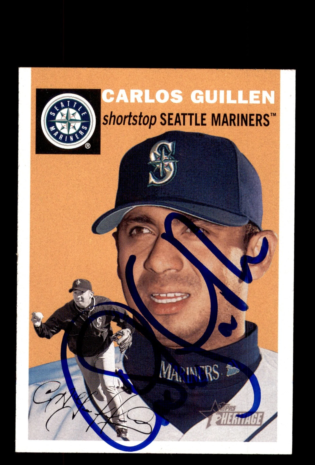 Signed Baseball Card Auto Carlos Guillen 2003 Topps Heritage #309 Mariners