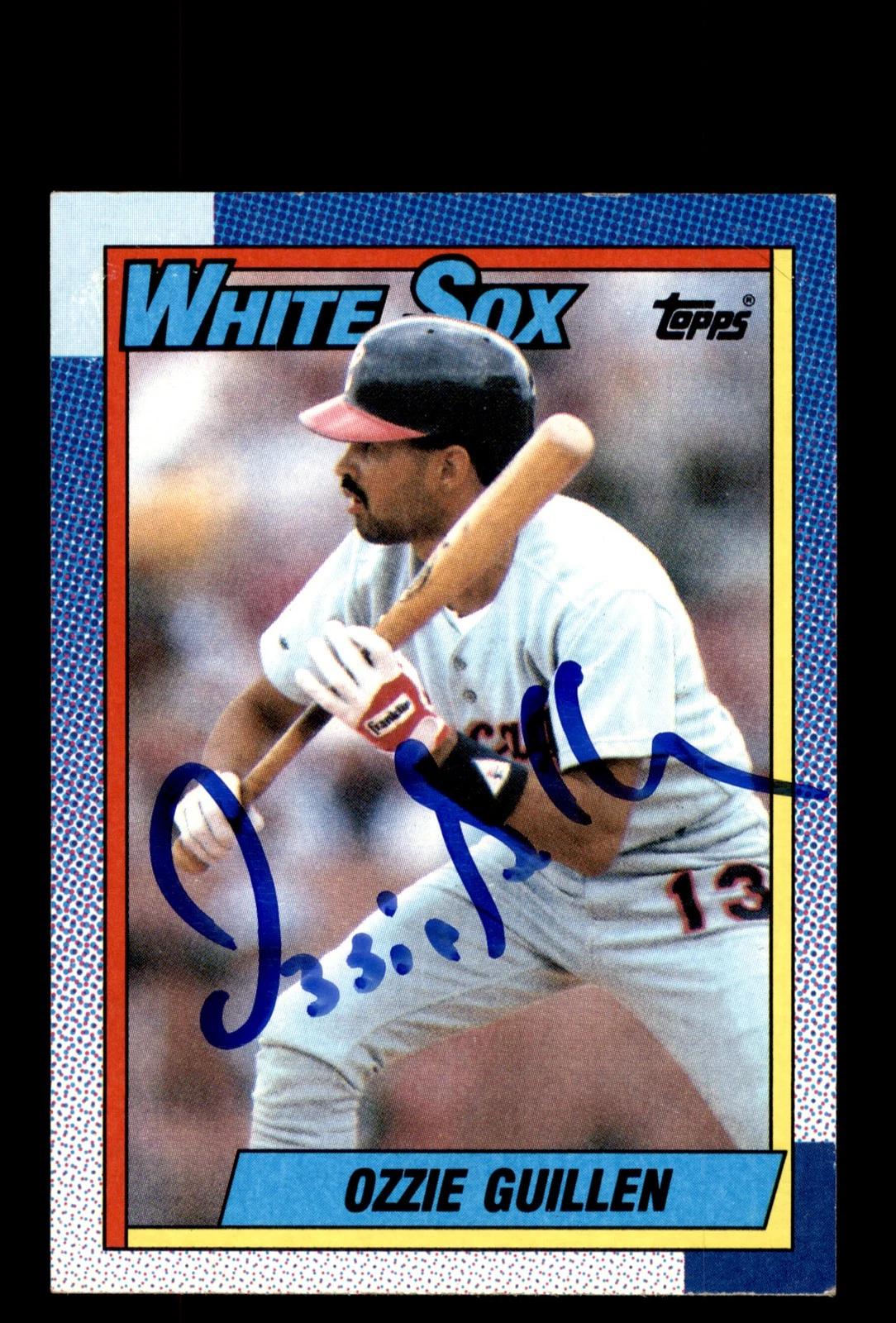 Signed Baseball Card Auto Ozzie Guillen 1990 Topps #365 Chicago White Sox