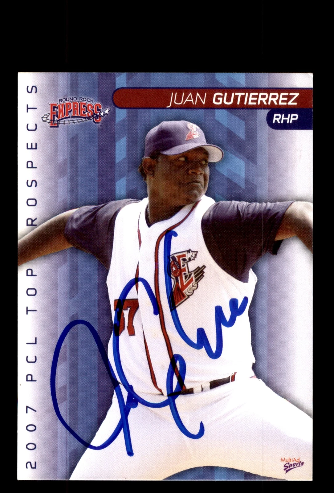 Signed Baseball Card Auto Juan Gutierrez 2007 Pacific Coast League Top Prospects
