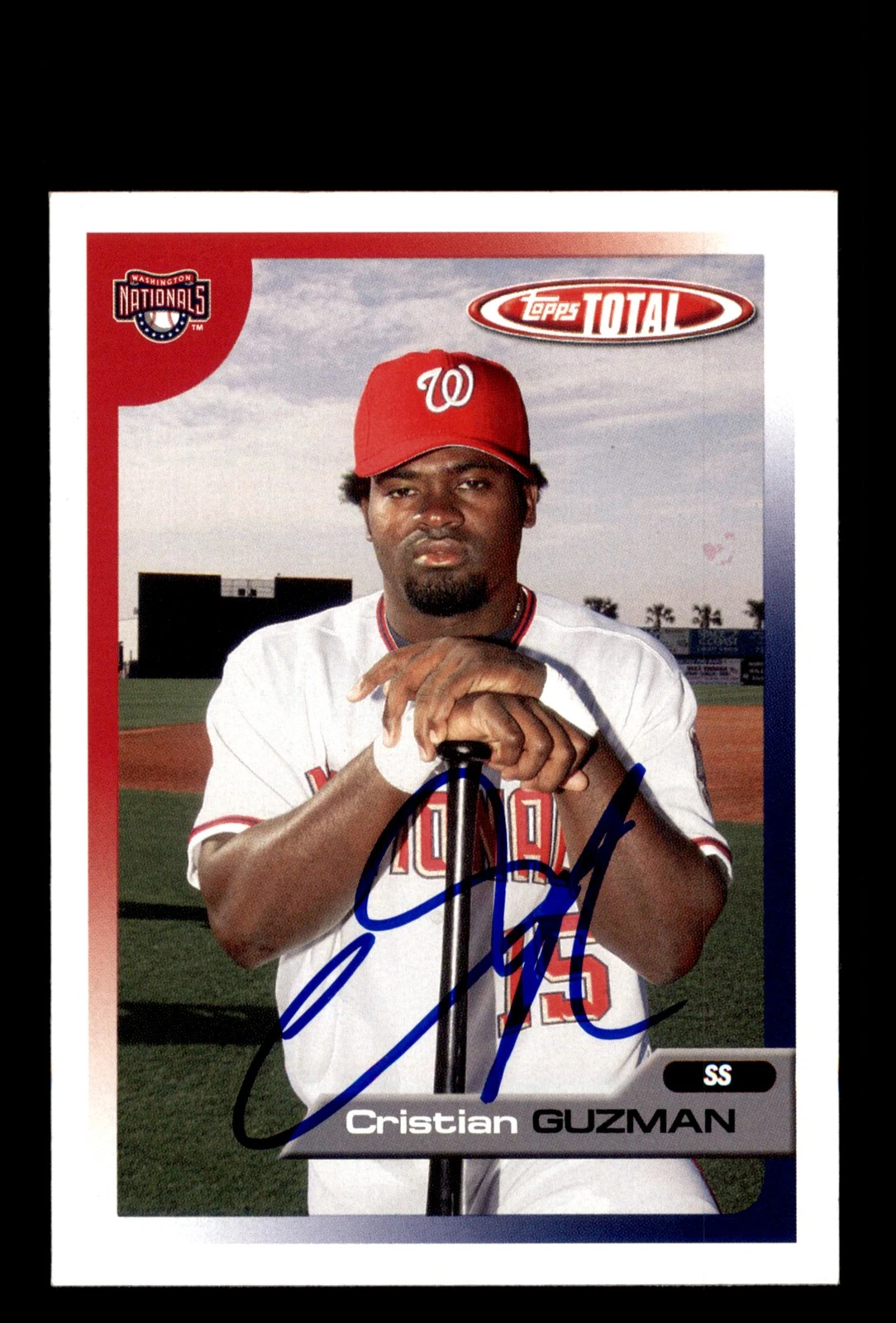Signed Baseball Card Auto Cristian Guzman 2005 Topps Total #504 Nationals