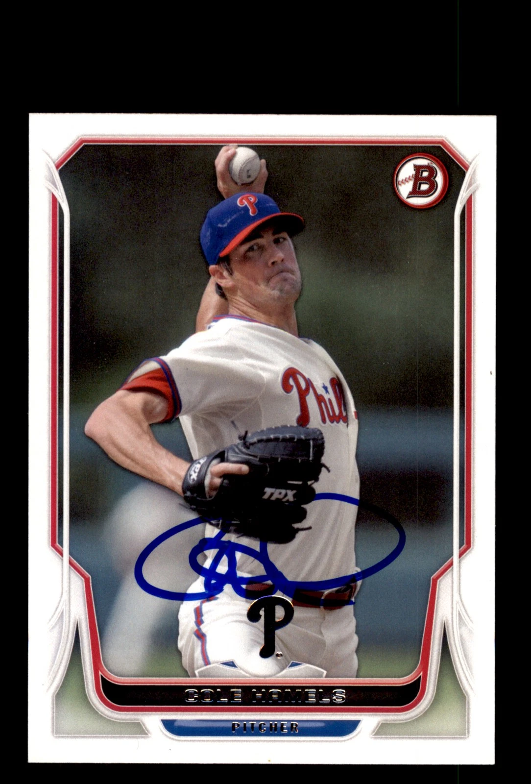 Signed Baseball Card Auto Cole Hamels 2014 Bowman #67 Philadelphia Phillies