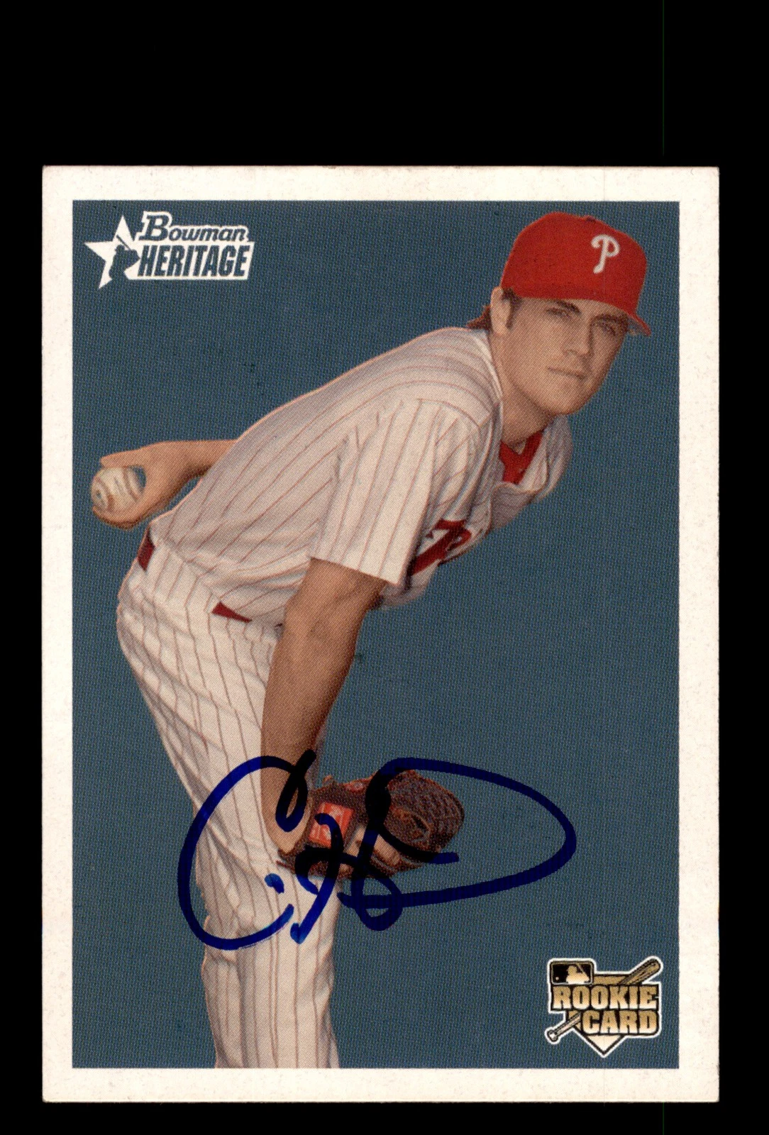 Signed Baseball Card Auto Cole Hamels 2006 Bowman Heritage #225 Phillies