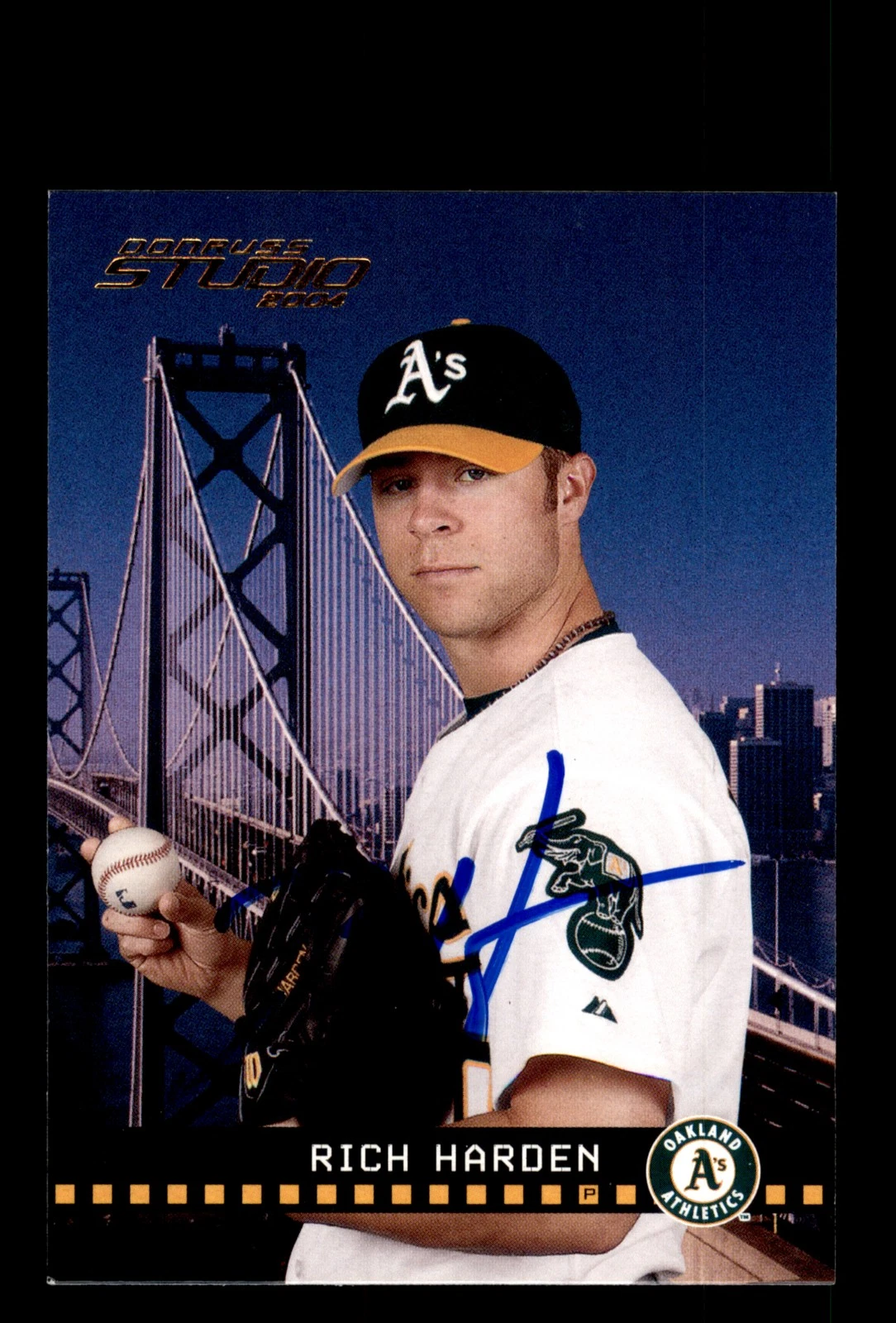 Signed Baseball Card Auto Rich Harden 2004 Donruss Studio #147 Oakland Athletics