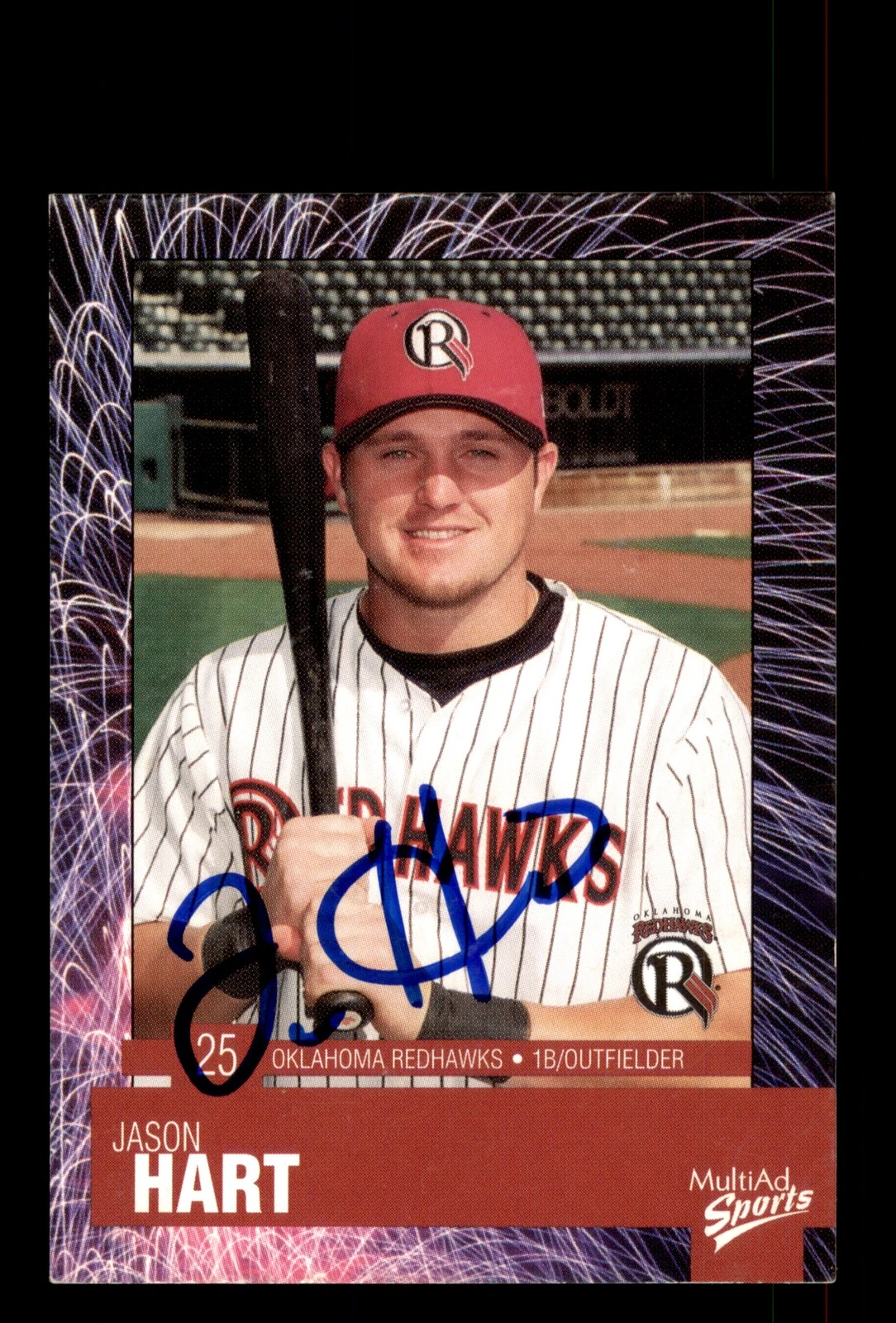 Signed Baseball Card Auto Jason Hart 2003 MultiAd Oklahoma RedHawks