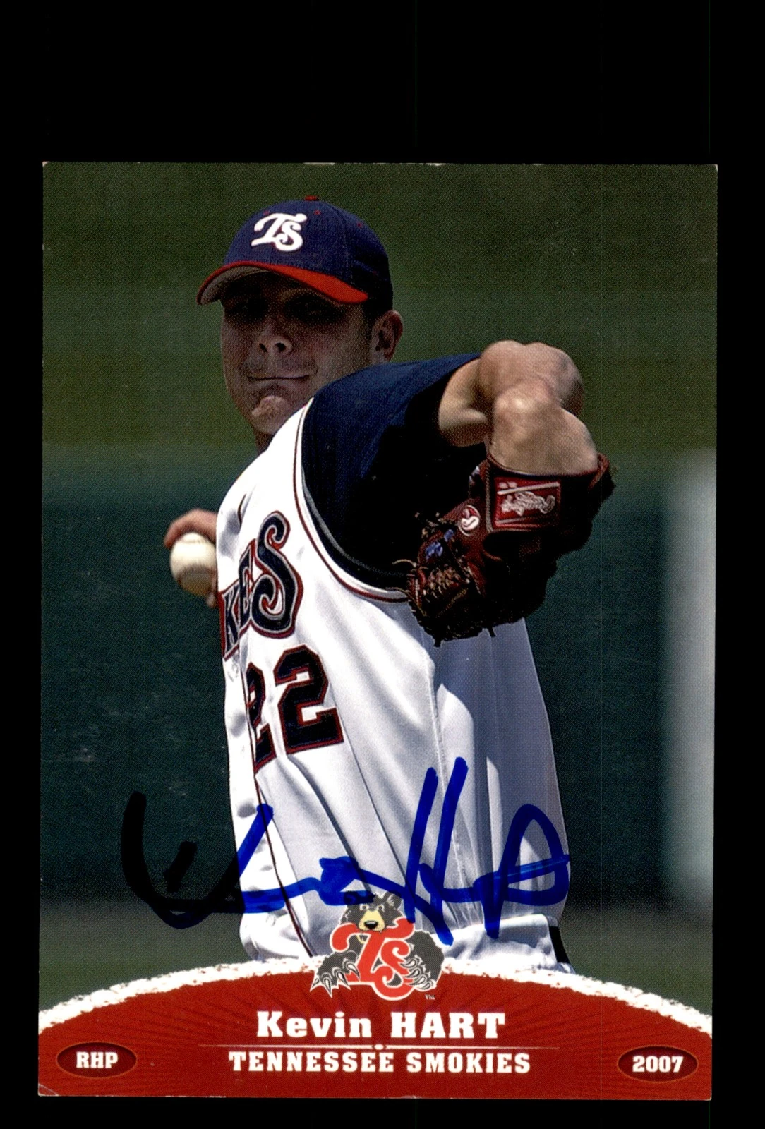 Signed Baseball Card Auto Kevin Hart 2007 Grandstand Tennessee Smokies