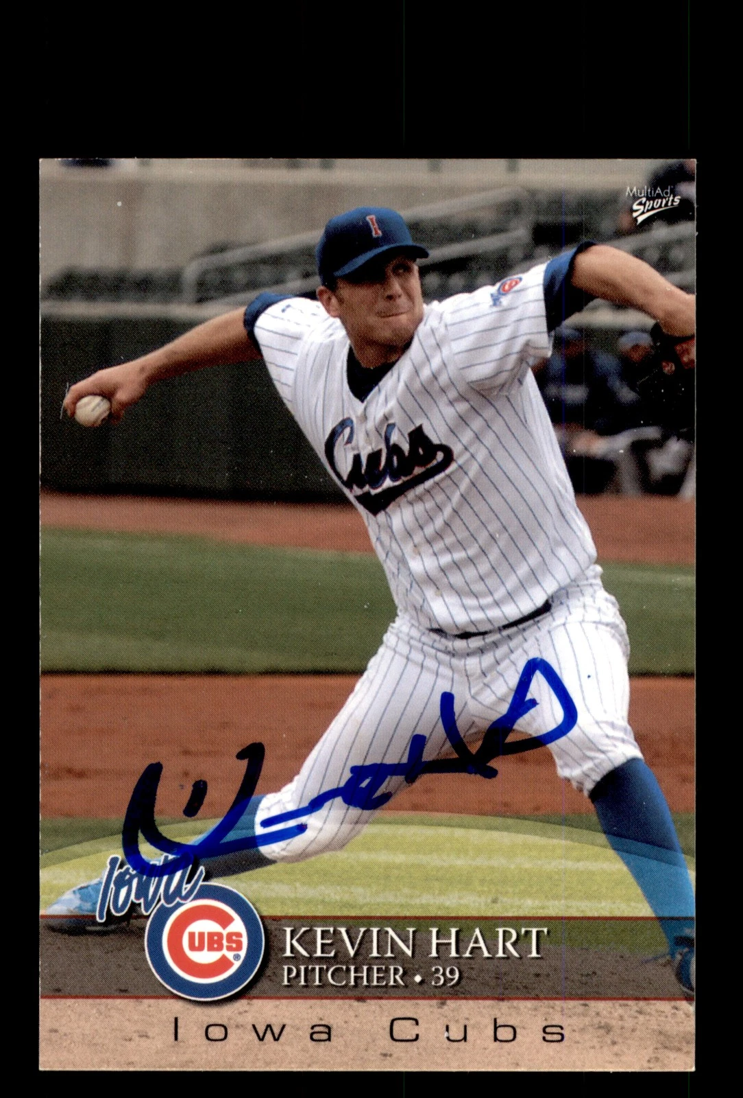 Signed Baseball Card Auto Kevin Hart 2008 MultiAd Iowa Cubs