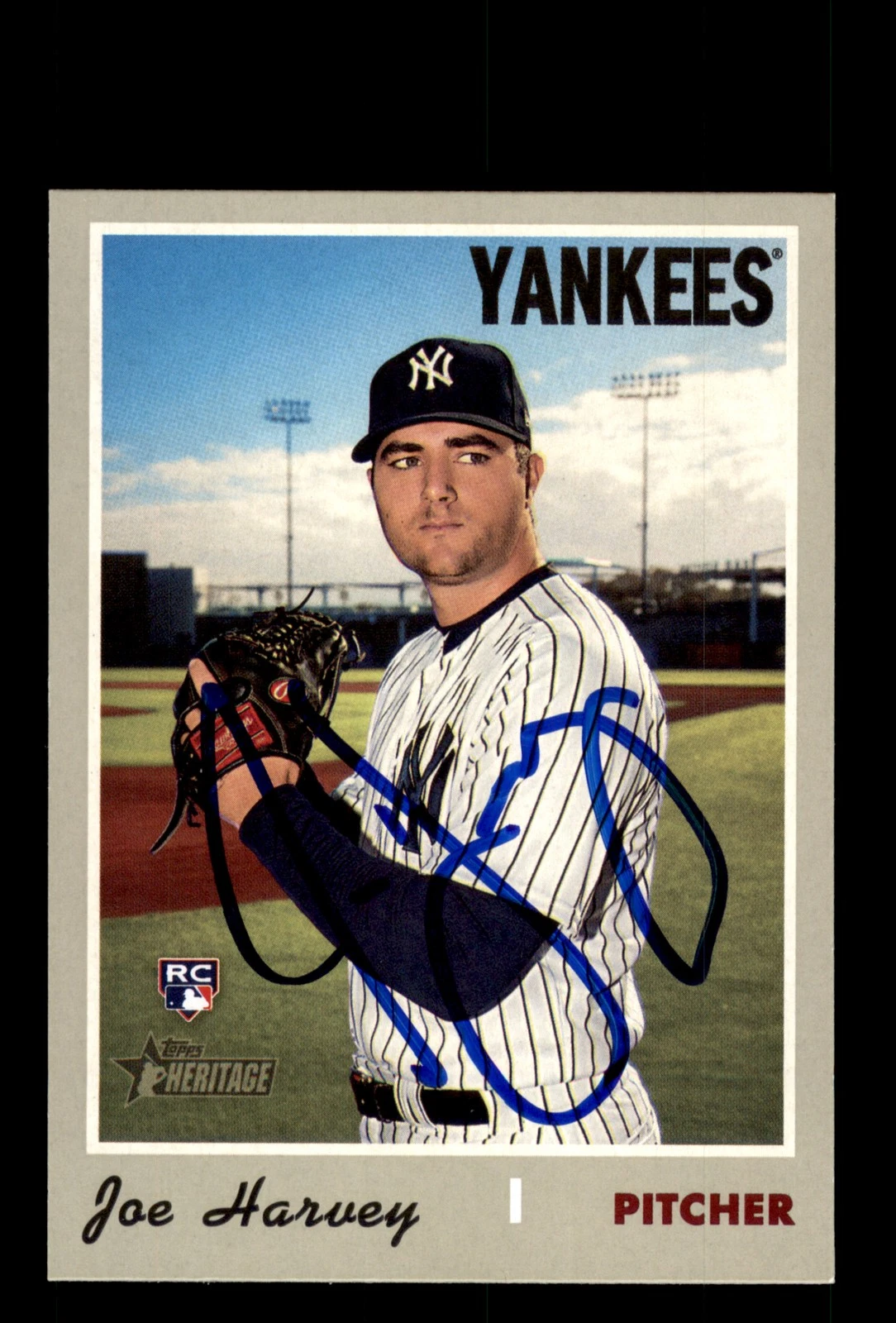 Signed Baseball Card Auto Joe Harvey 2019 Topps Heritage #698 New York Yankees