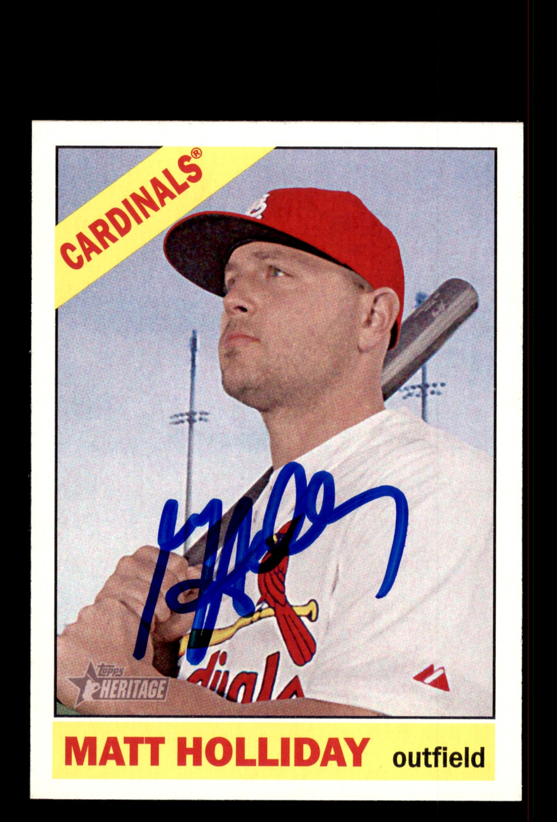 Signed Baseball Card Auto Matt Holliday 2015 Topps Heritage #60 Cardinals