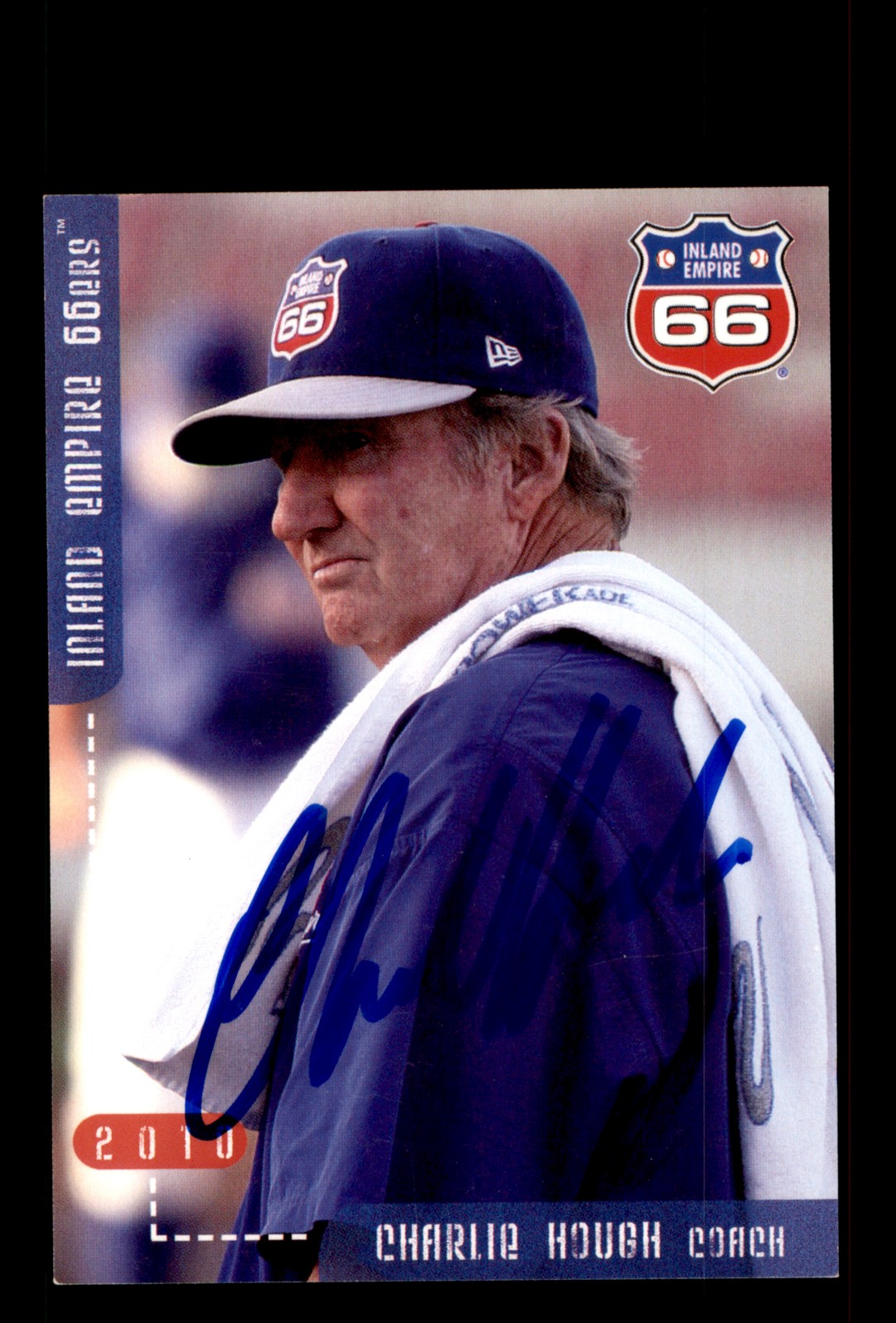 Signed Baseball Card Auto Charlie Hough 2010 Grandstand Inland Empire 66ers