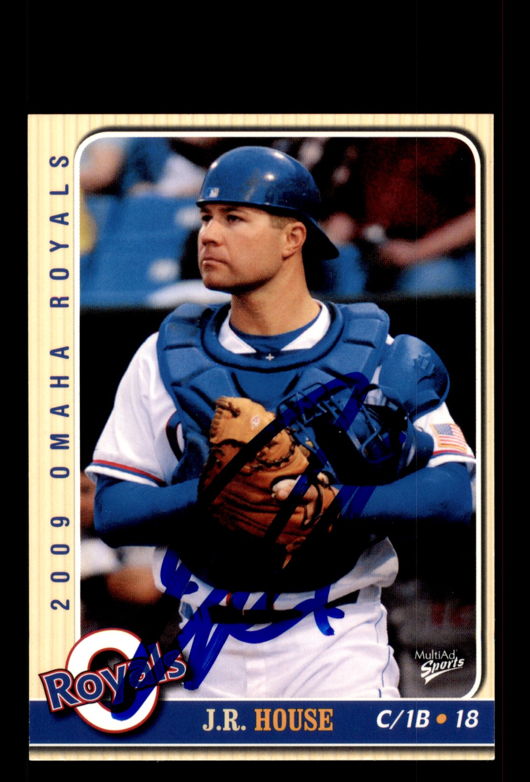 Signed Baseball Card Auto J.R. House 2009 MultiAd Omaha Royals