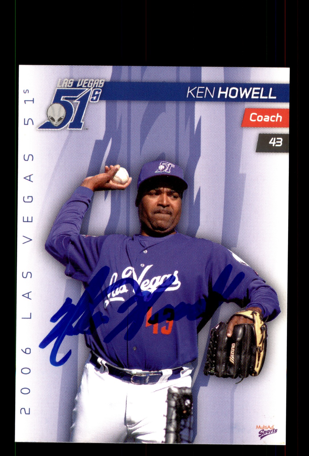 Signed Baseball Card Auto Ken Howell 2006 MultiAd Las Vegas 51s #30