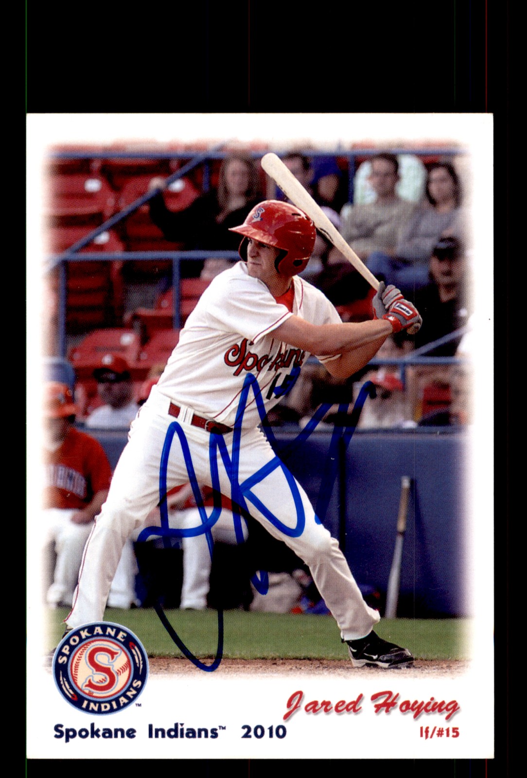 Signed Baseball Card Auto Jared Hoying 2010 Grandstand Spokane Indians