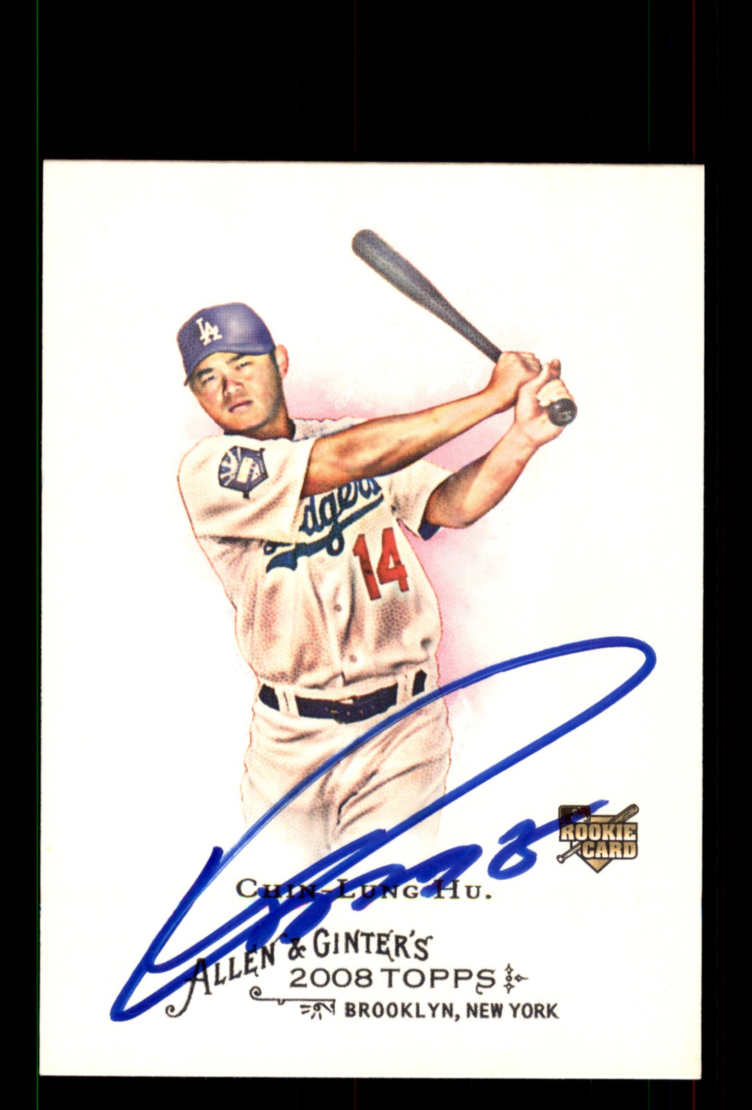 Signed Baseball Card Auto Chin-Lung Hu 2008 Topps Allen & Ginter #22 Dodgers