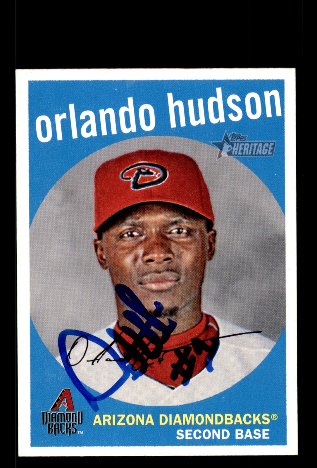Signed Baseball Card Auto Orlando Hudson 2008 Topps Heritage #219