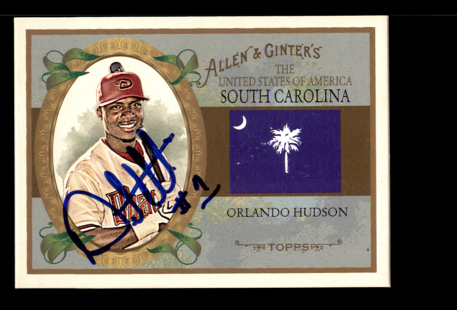 Signed Baseball Card Auto Orlando Hudson 2008 Topps Allen & Ginter #US40 State