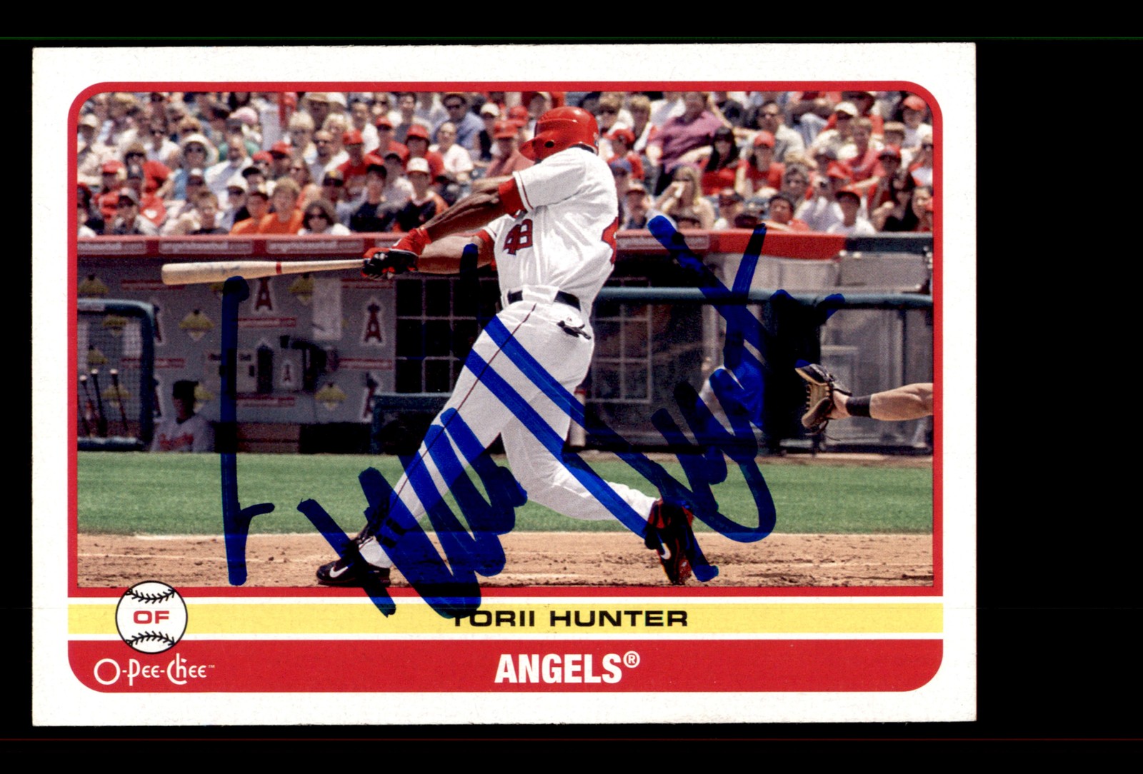 Signed Baseball Card Auto Torii Hunter 2009 O-Pee-Chee #28 Los Angeles Angels