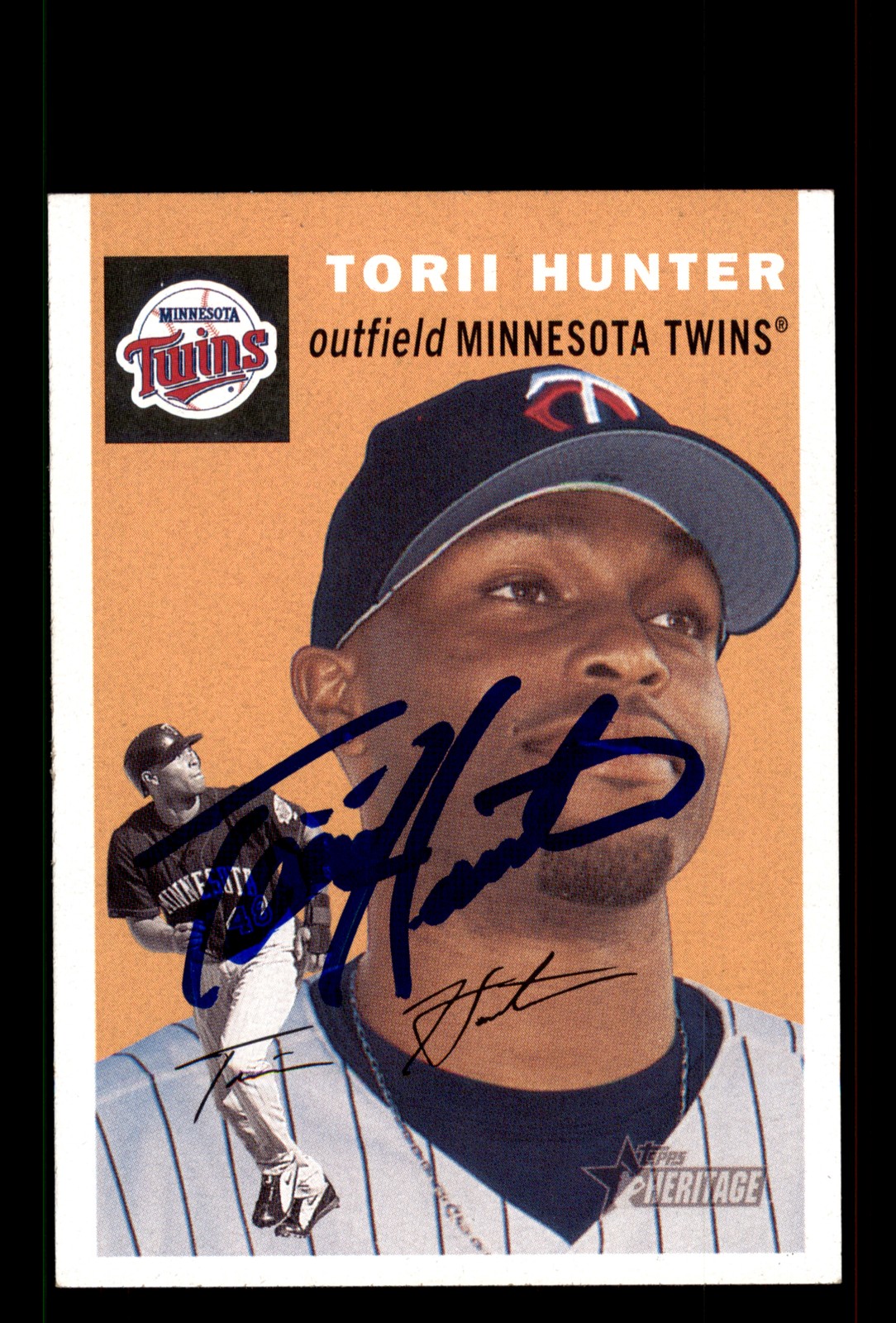 Signed Baseball Card Auto Torii Hunter 2003 Topps Heritage #339 Minnesota Twins