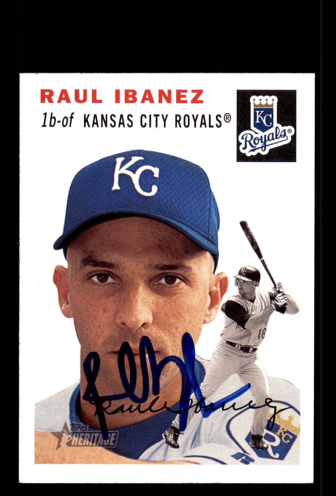 Signed Baseball Card Auto Raul Ibanez 2003 Topps Heritage #91 Kansas City Royals