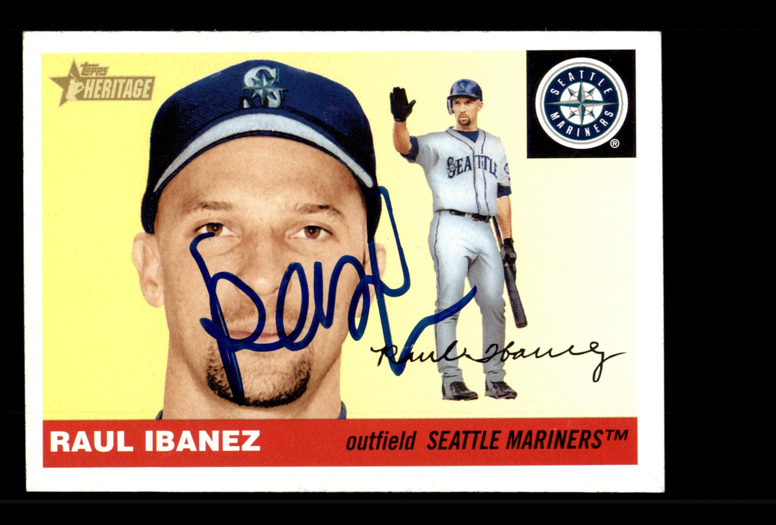 Signed Baseball Card Auto Raul Ibanez 2004 Topps Heritage #134 Seattle Mariners
