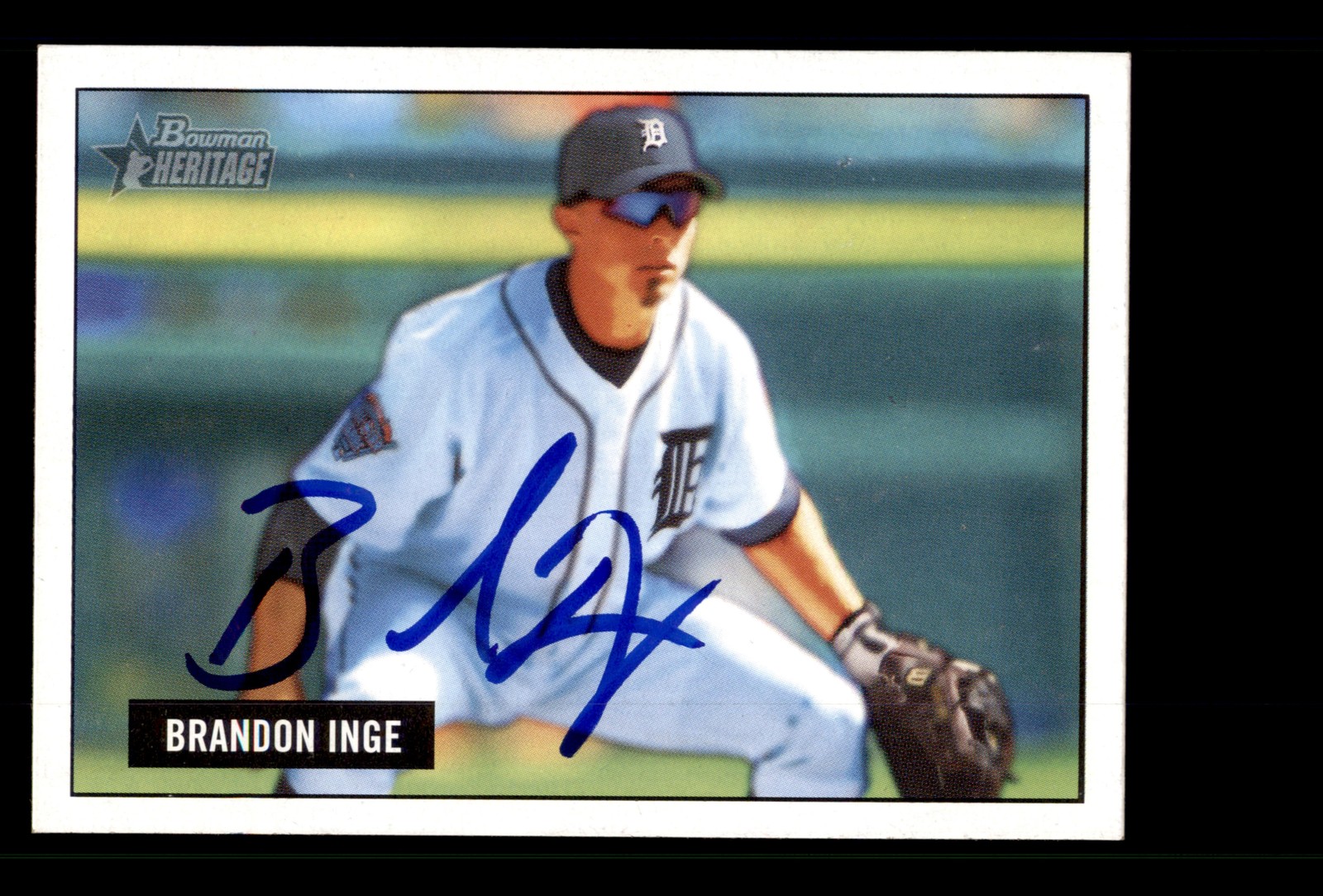 Signed Baseball Card Auto Brandon Inge 2005 Bowman Heritage #46 Detroit Tigers