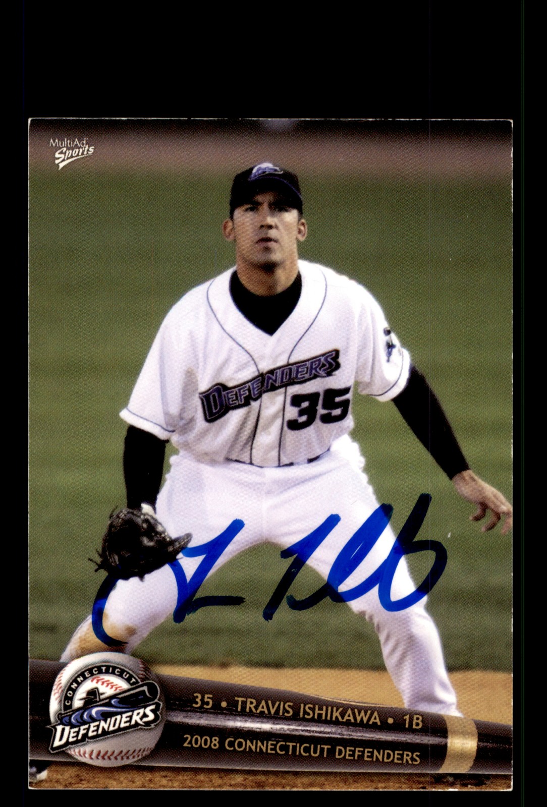 Signed Baseball Card Auto Travis Ishikawa 2008 Connecticut Defenders