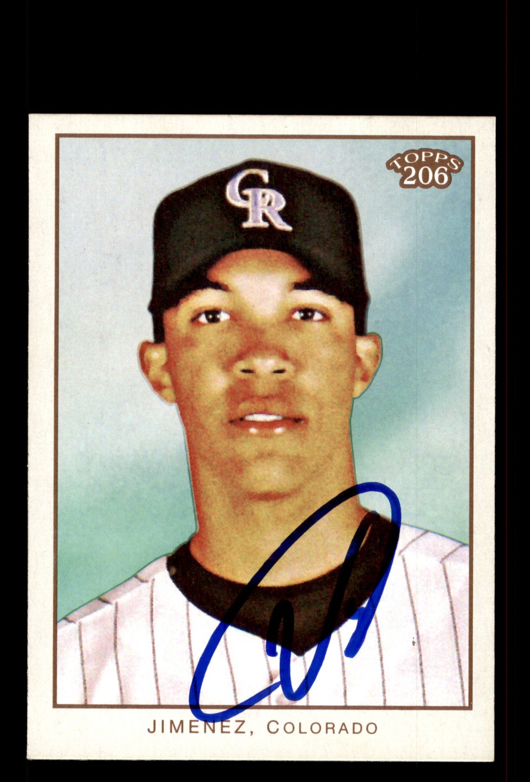 Signed Baseball Card Auto Ubaldo Jimenez 2009 Topps 206 #89 Colorado Rockies