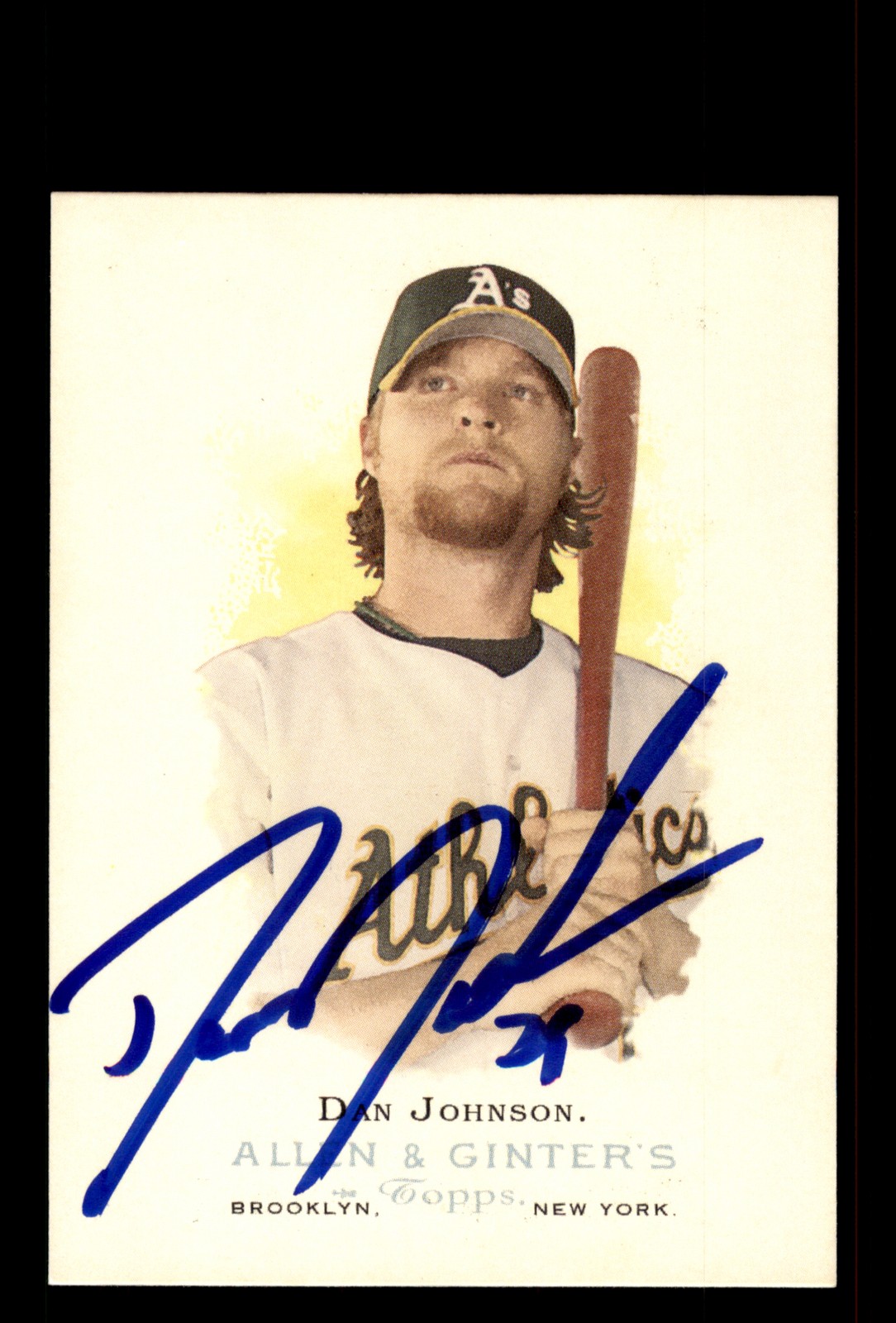 Signed Baseball Card Auto Dan Johnson 2006 Topps Allen & Ginter #66 Oakland A's