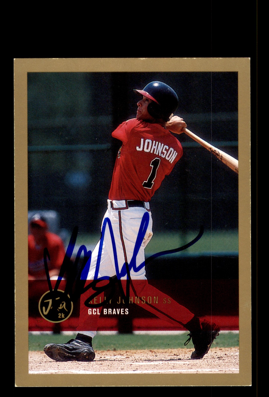 Signed Baseball Card Auto Kelly Johnson 2000 Just #250 Gold
