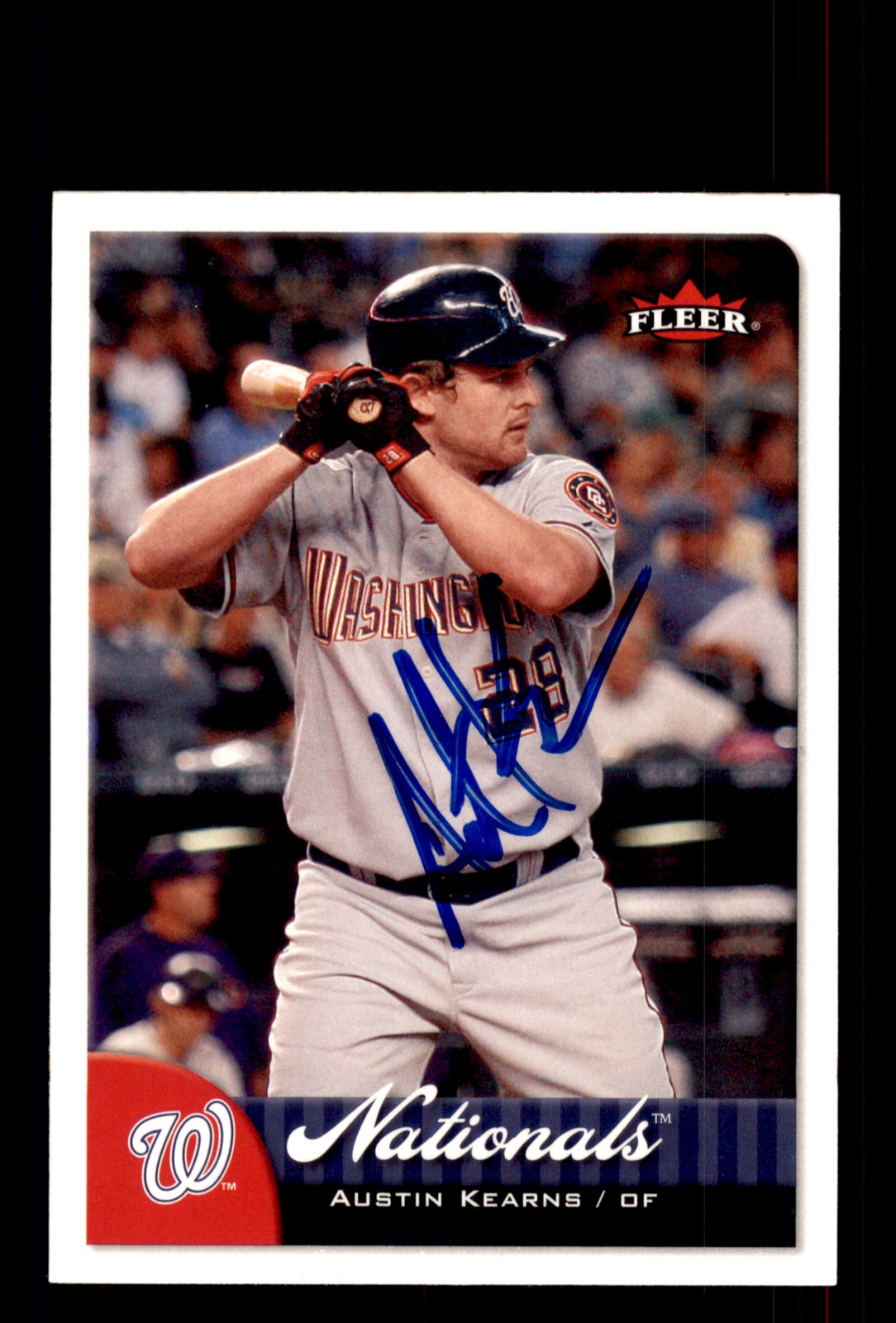 Signed Baseball Card Auto Austin Kearns 2007 Fleer #4 Washington Nationals