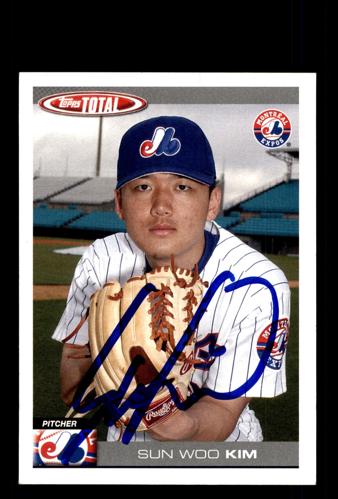 Signed Baseball Card Auto Sun Woo Kim 2004 Topps Total #507 Montreal Expos