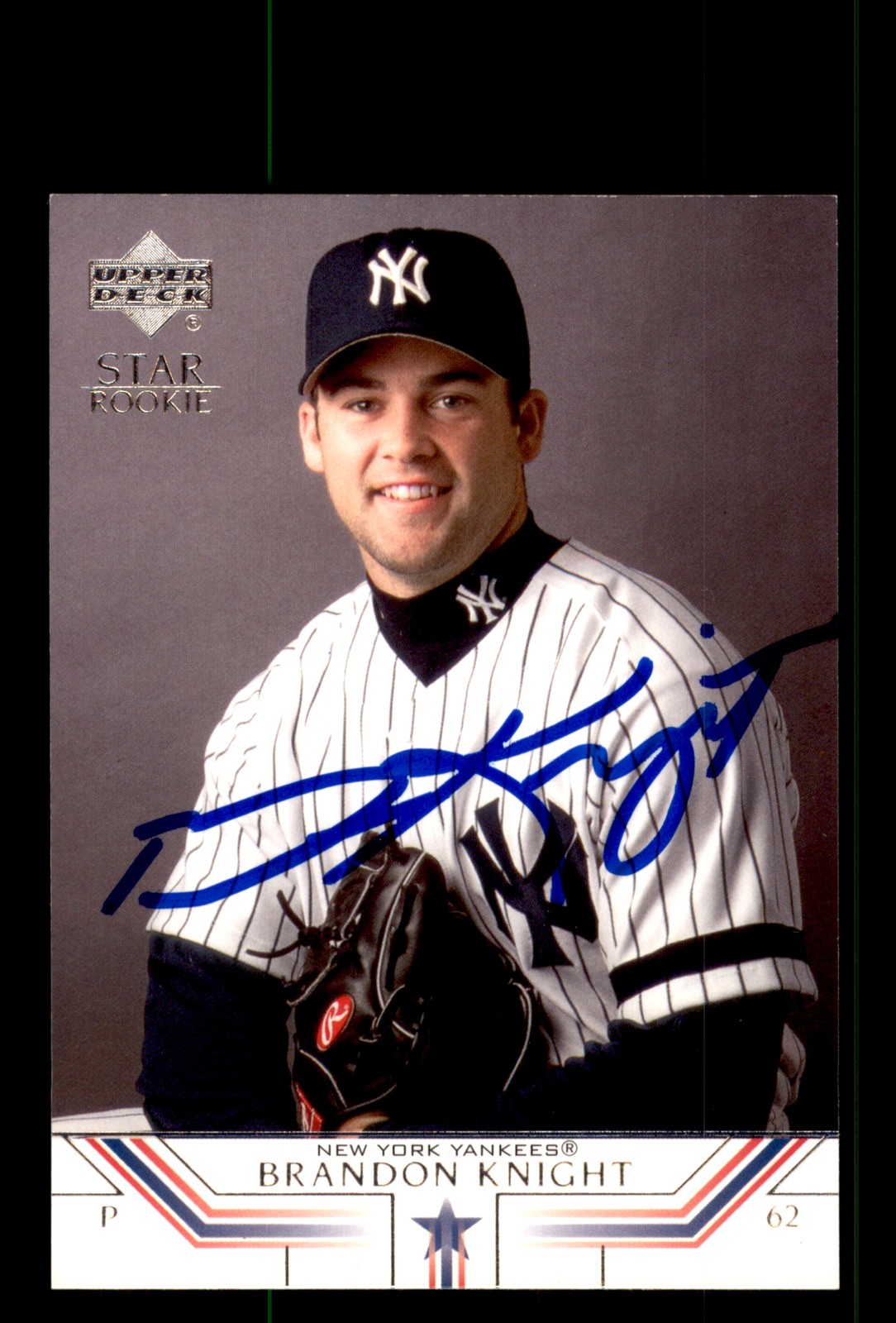 Signed Baseball Card Auto Brandon Knight 2002 Upper Deck #24 New York Yankees