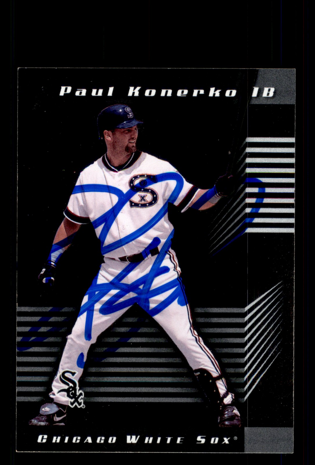 Signed Baseball Card Auto Paul Konerko 2001 Leaf Limited #120 Chicago White Sox