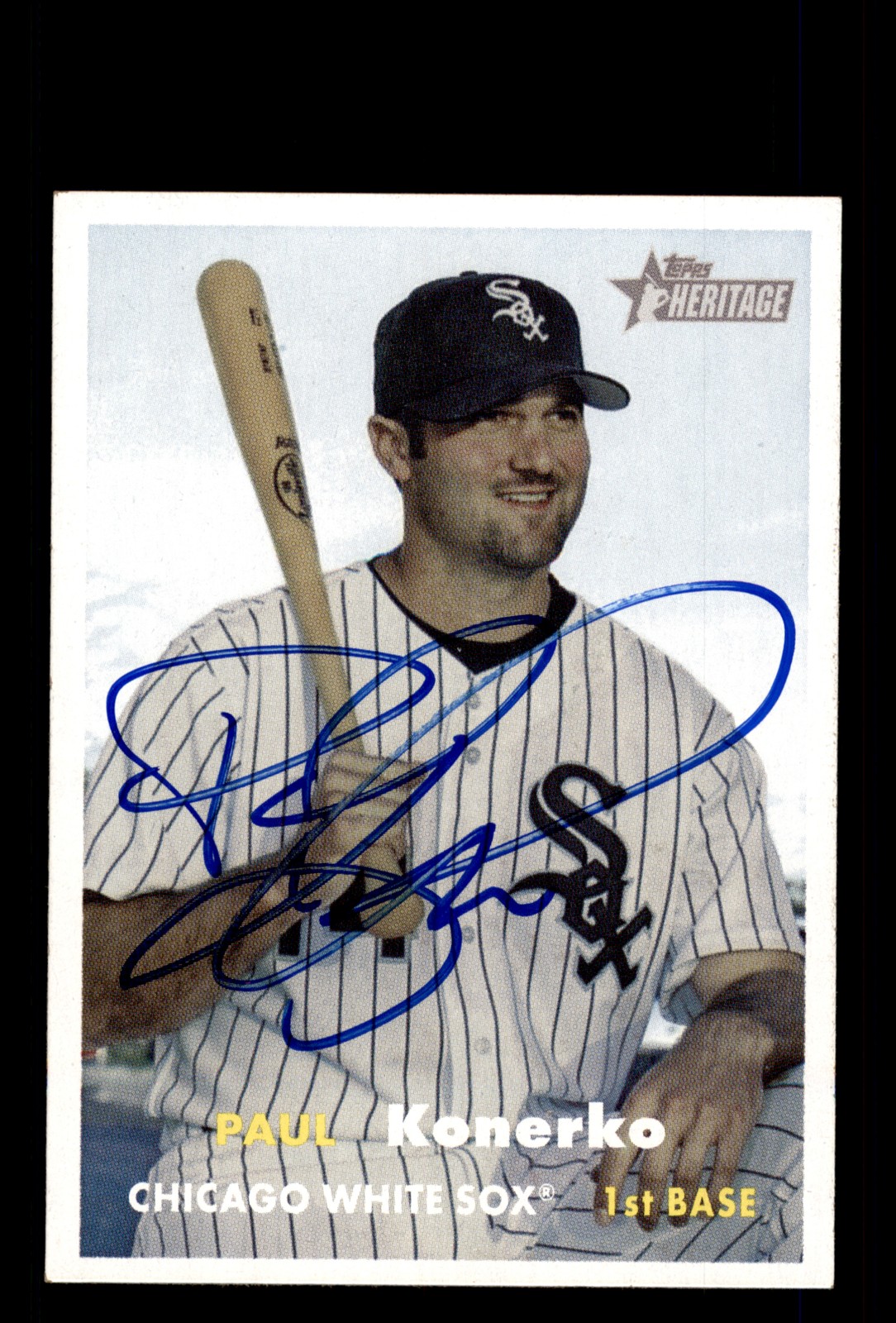Signed Baseball Card Auto Paul Konerko 2006 Topps Heritage #28 Chicago White Sox