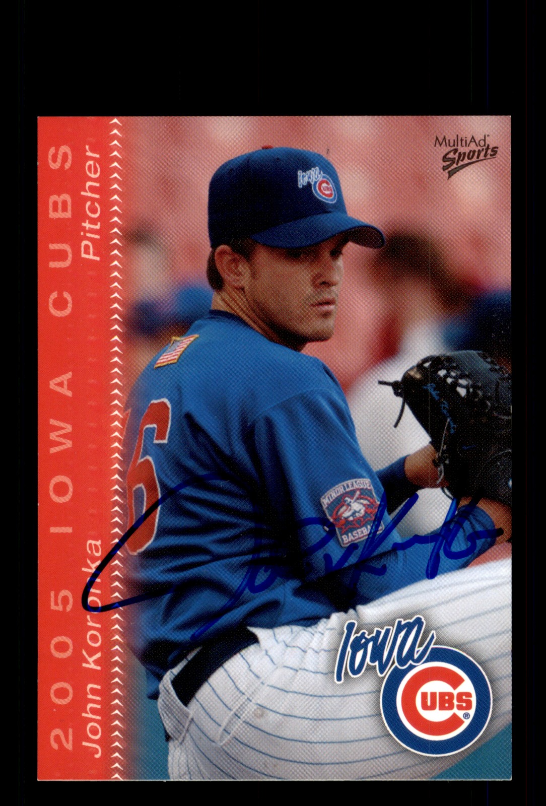 Signed Baseball Card Auto John Koronka 2005 MultiAd Iowa Cubs