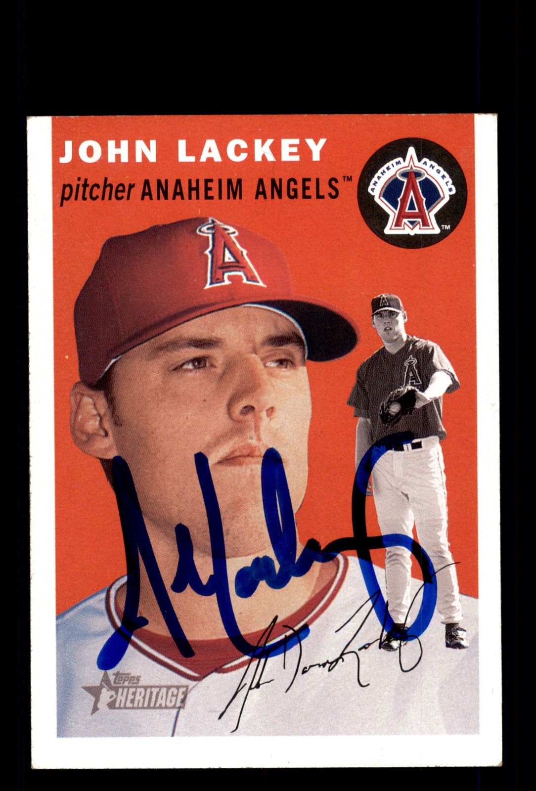 Signed Baseball Card Auto John Lackey 2003 Topps Heritage #228 Anaheim Angels