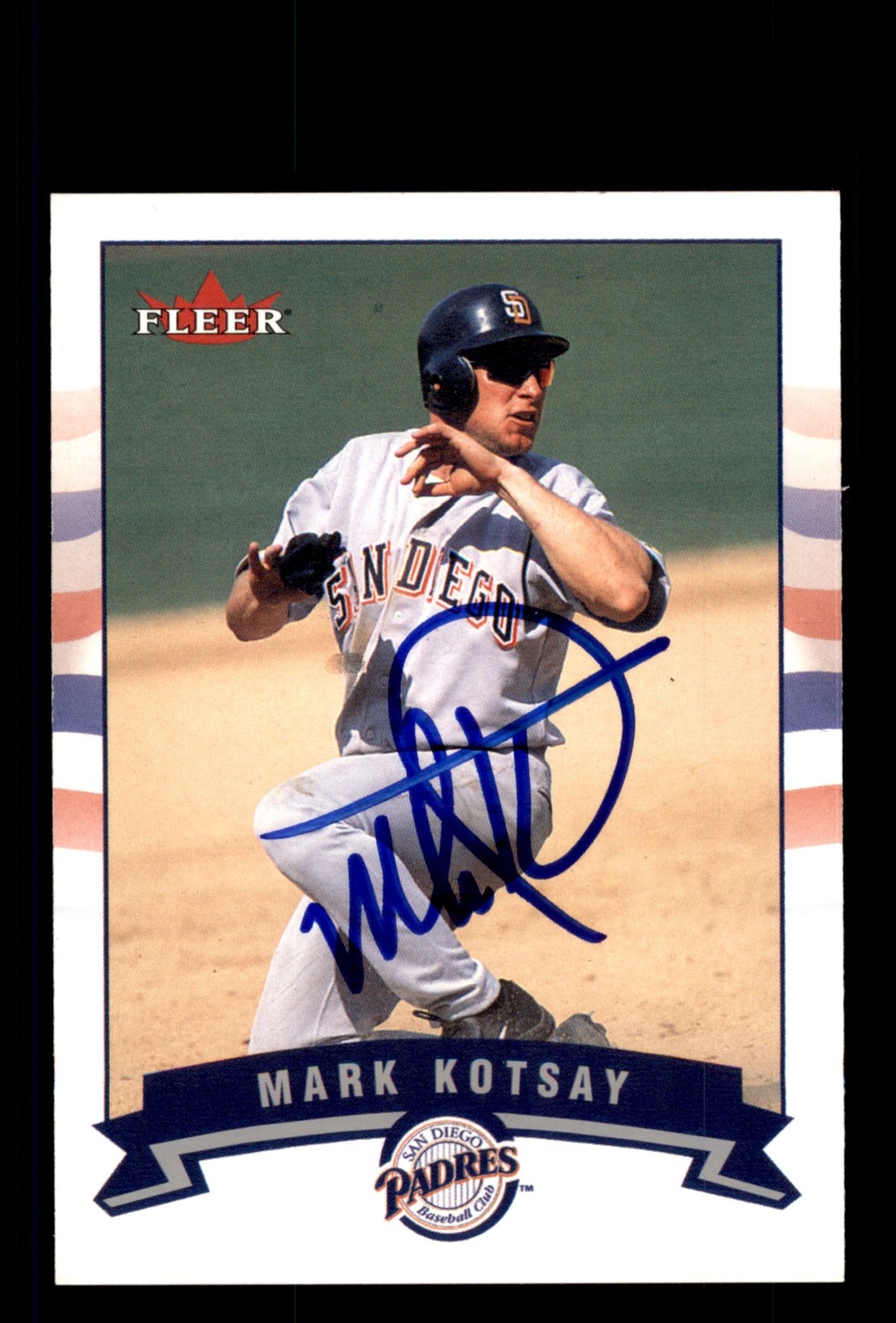 Signed Baseball Card Auto Mark Kotsay 2002 Fleer #329 San Diego Padres
