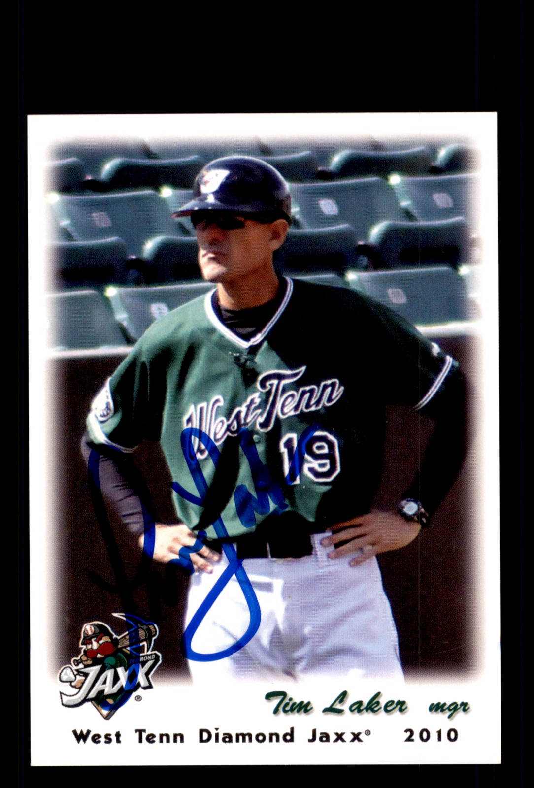 Signed Baseball Card Auto Tim Laker 2010 Grandstand West Tenn Diamond Jaxx