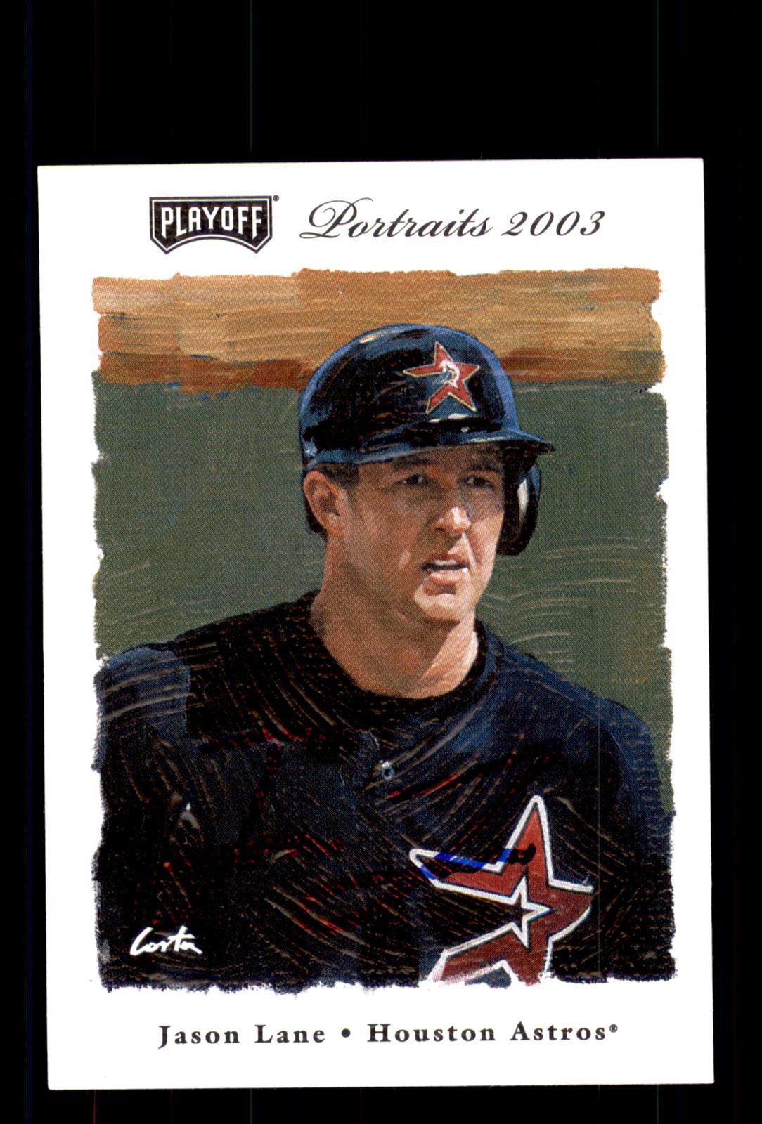 Signed Baseball Card Auto Jason Lane 2003 Playoff Portraits #97 Houston Astros