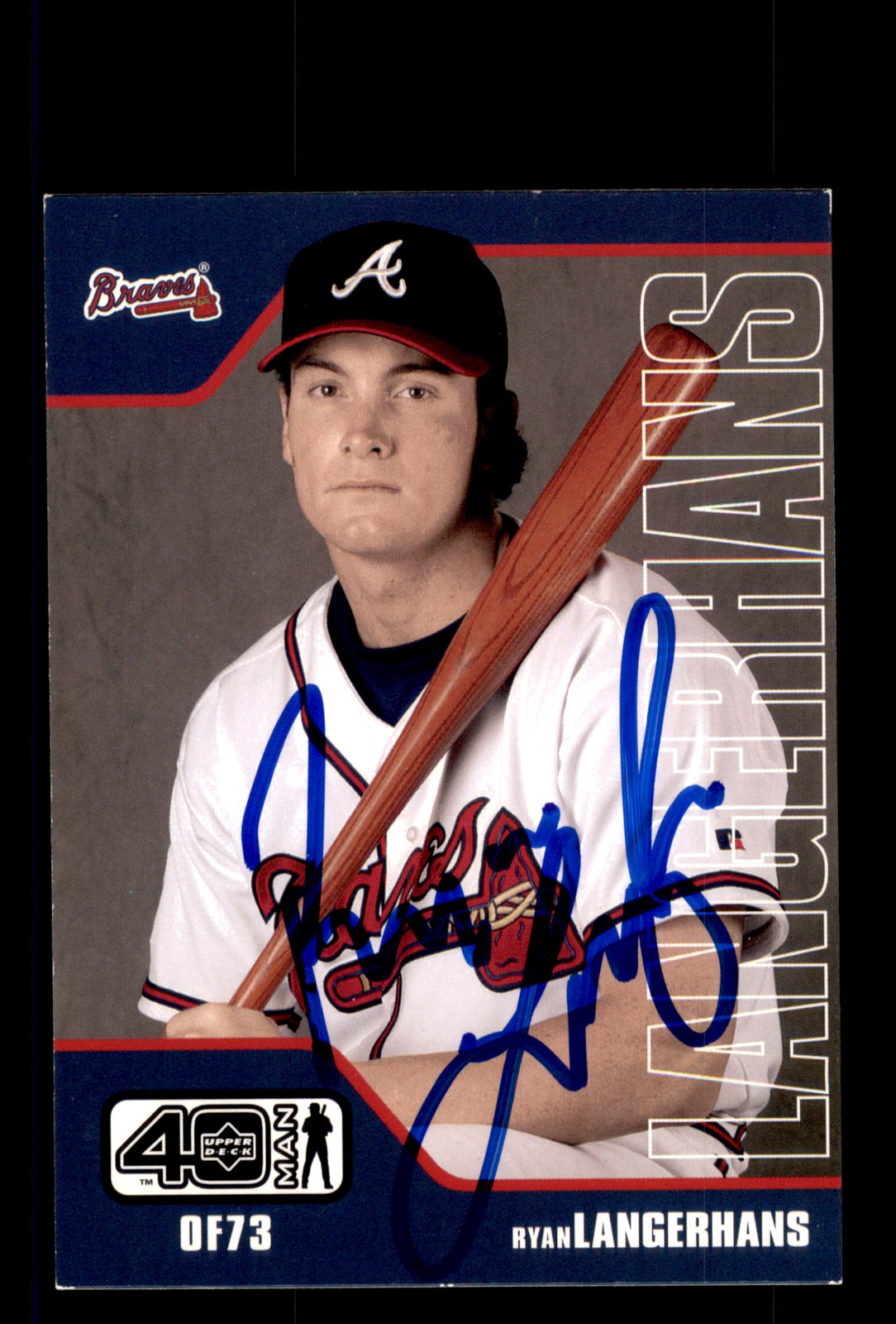 Signed Baseball Card Auto Ryan Langerhans 2002 Upper Deck 40-Man #523 Braves
