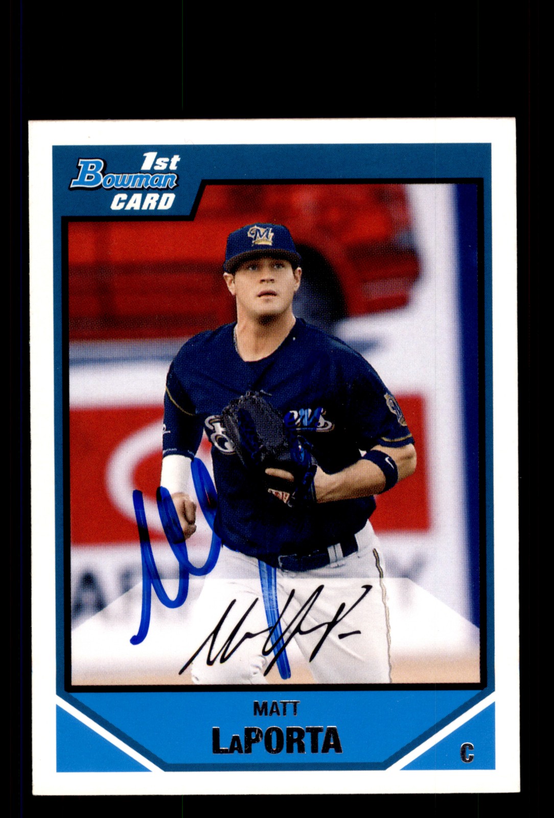 Signed Baseball Card Auto Matt LaPorta 2007 Bowman #BDPP64 Milwaukee Brewers