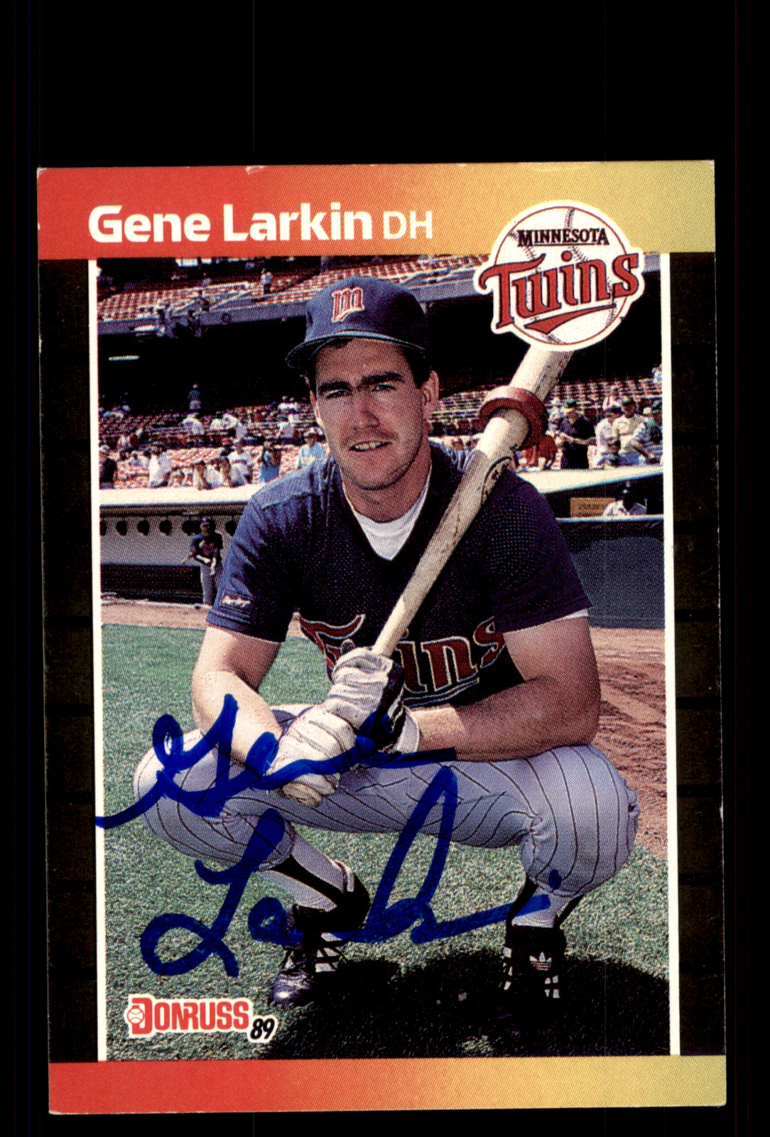 Signed Baseball Card Auto Gene Larkin 1989 Donruss #355 Minnesota Twins