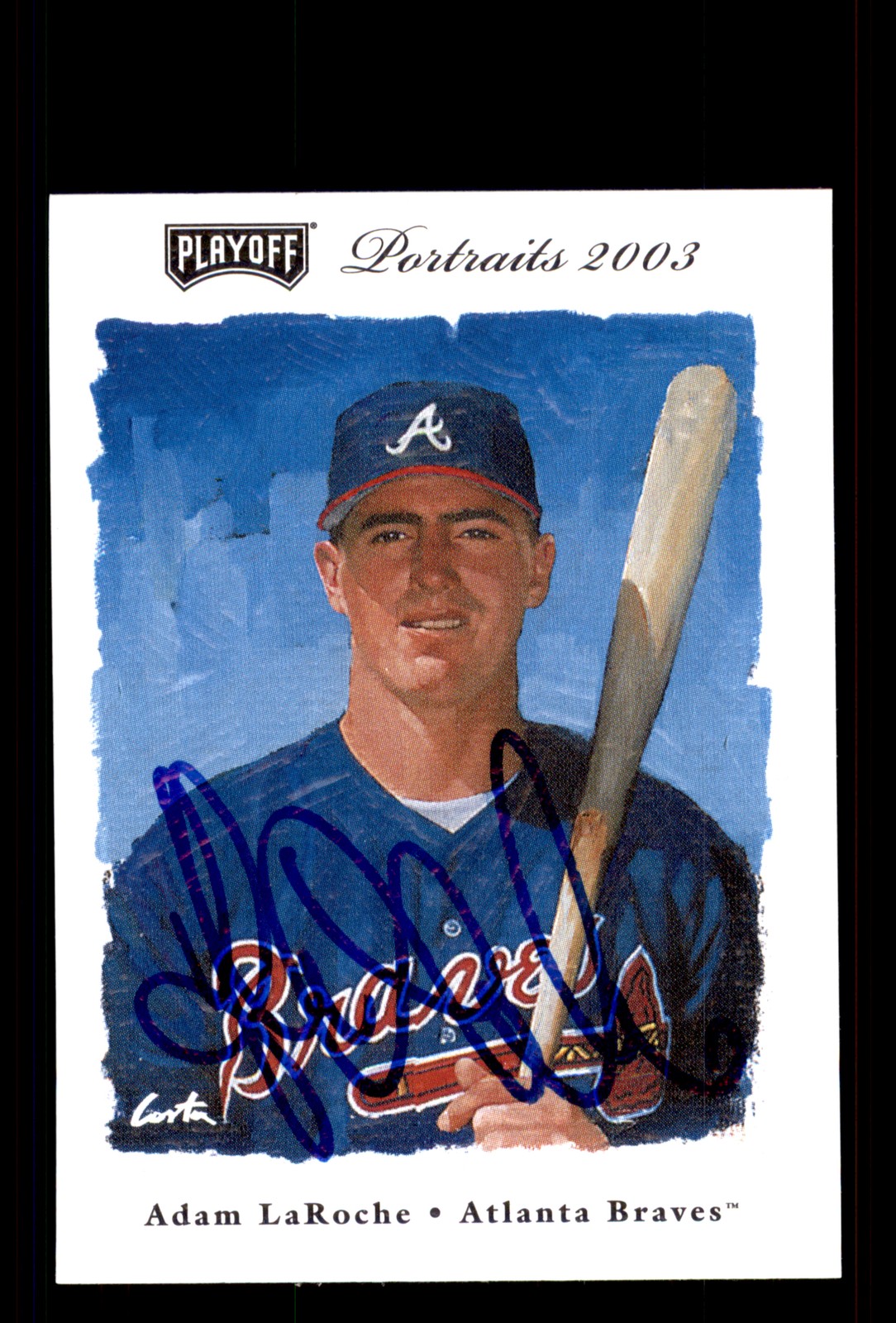 Signed Baseball Card Auto Adam LaRoche 2003 Playoff Portraits #132 Braves