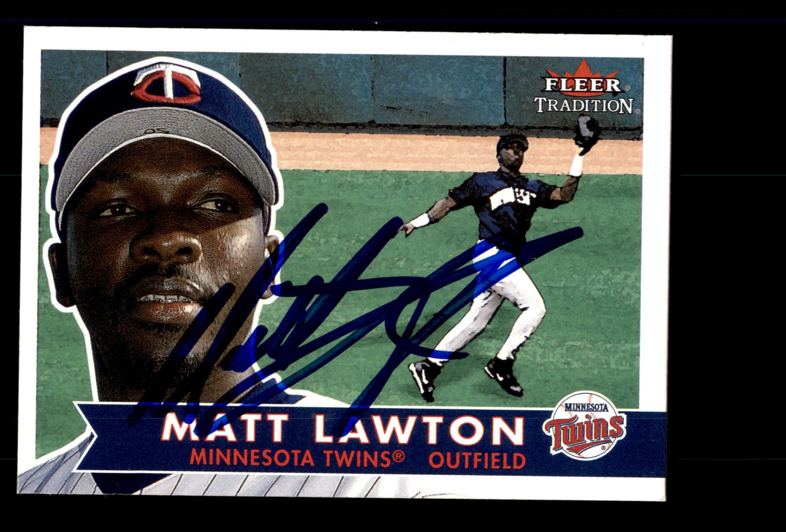 Signed Baseball Card Auto Matt Lawton 2001 Fleer Tradition #224 Minnesota Twins