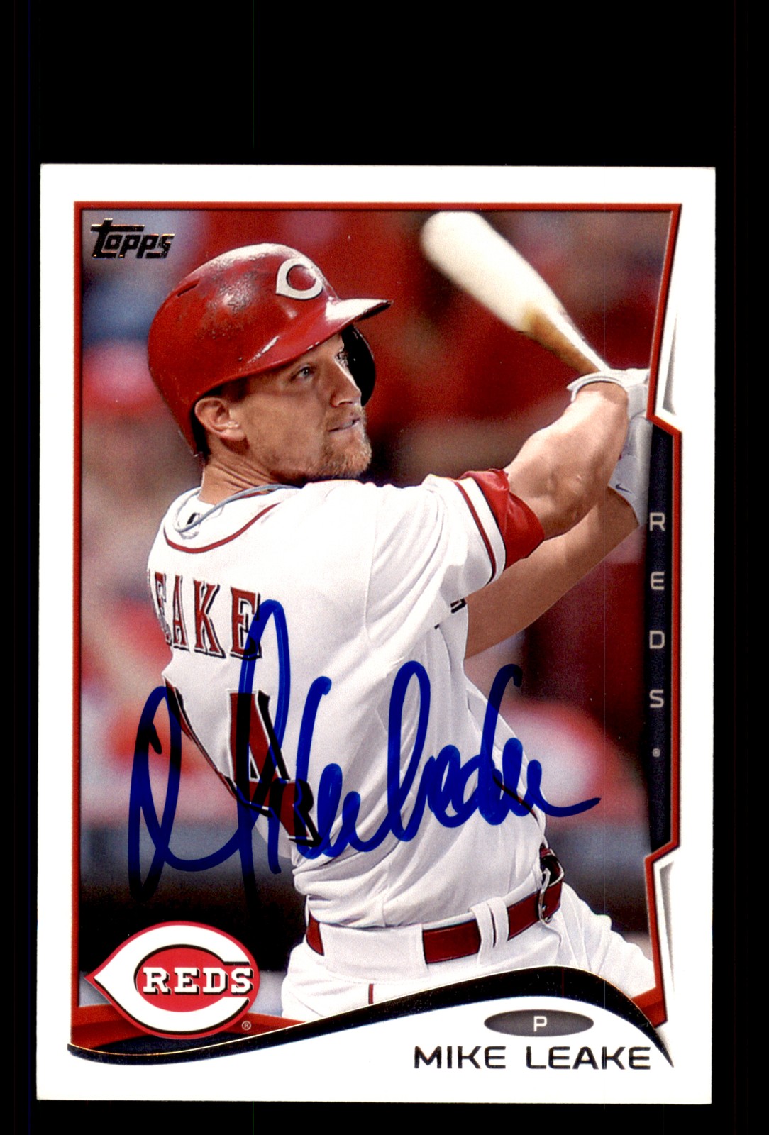 Signed Baseball Card Auto Mike Leake 2014 Topps #277 Cincinnati Reds